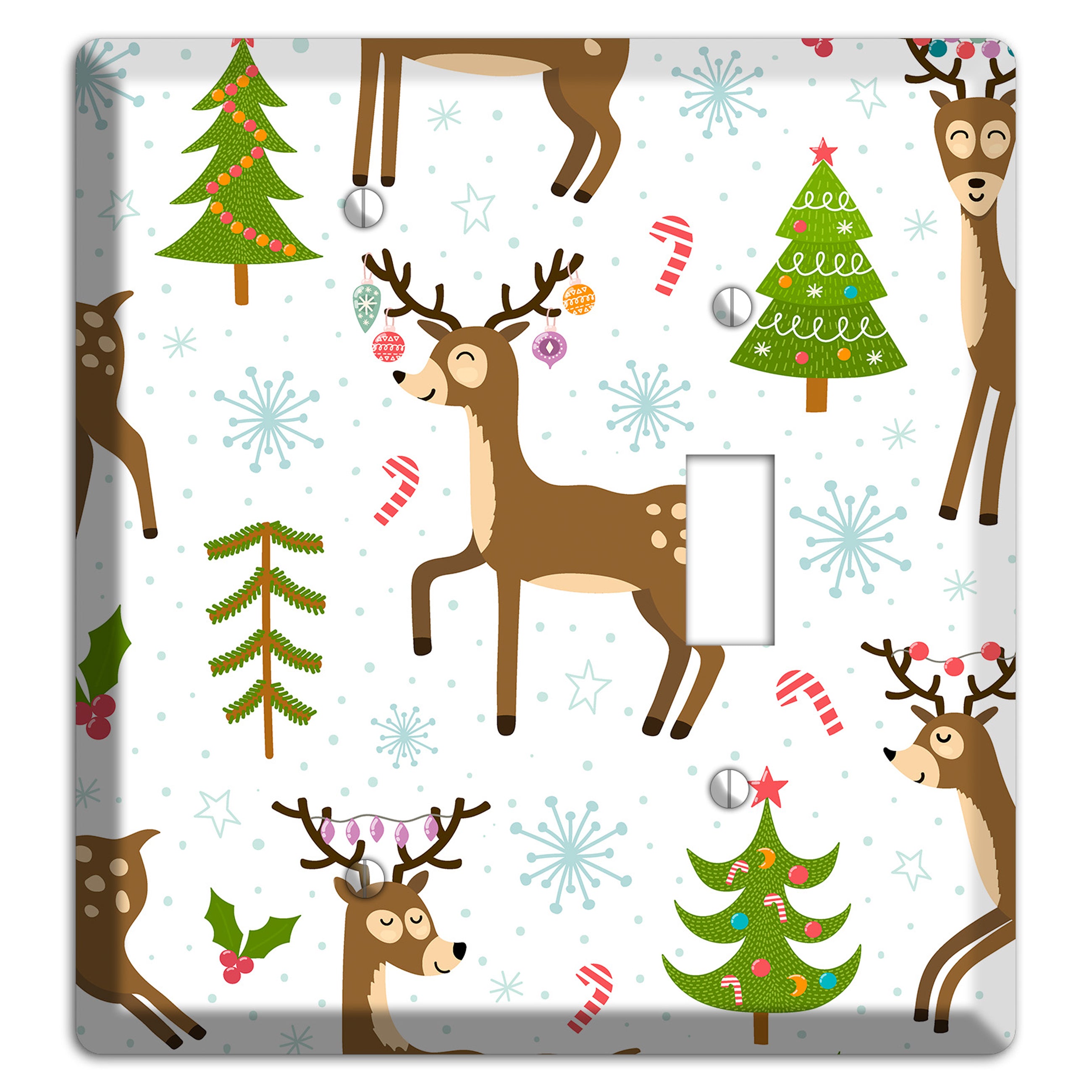 Reindeer Parade (White) Blank / Toggle Wallplate
