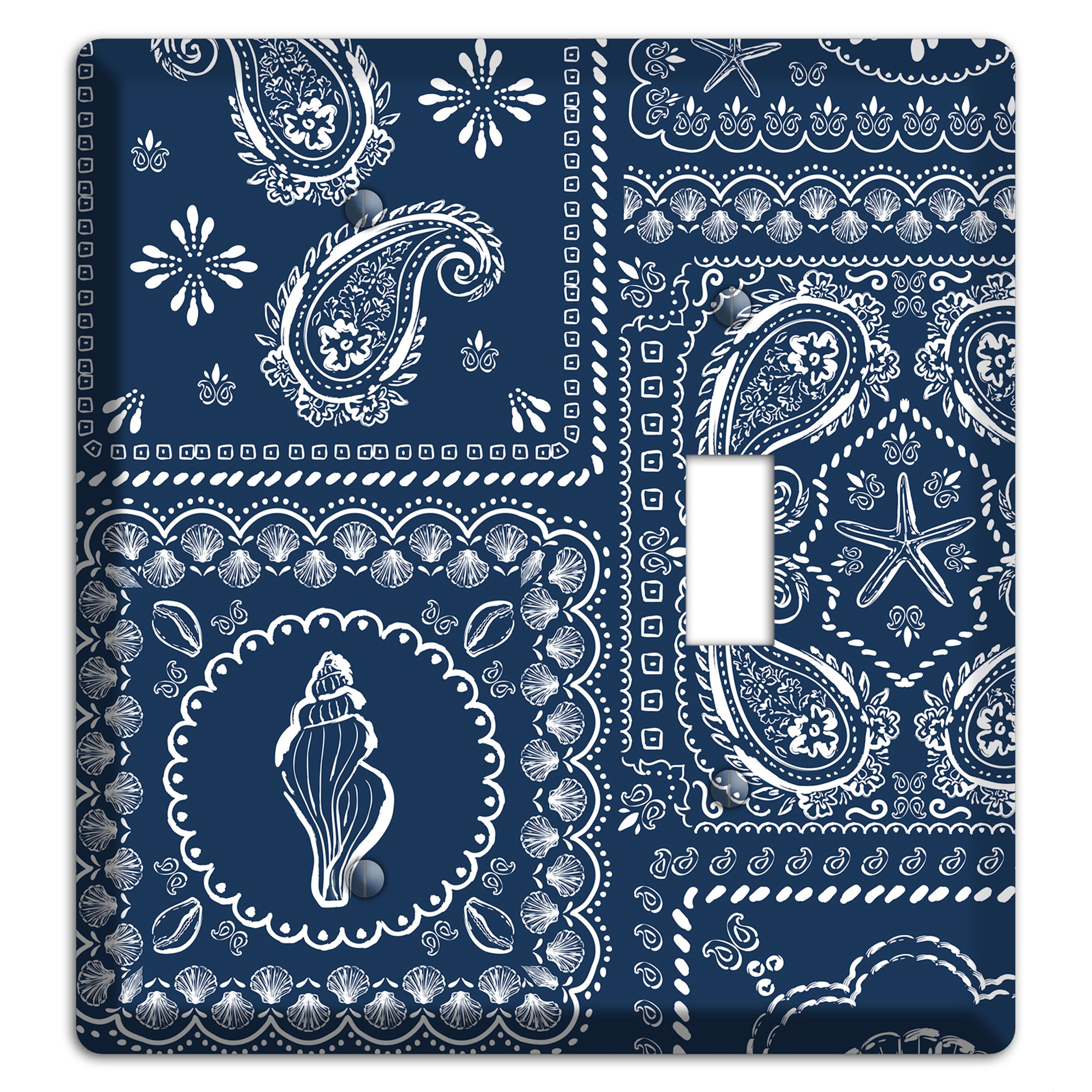 Navy Paisley Patchwork Blank / Toggle Wallplate