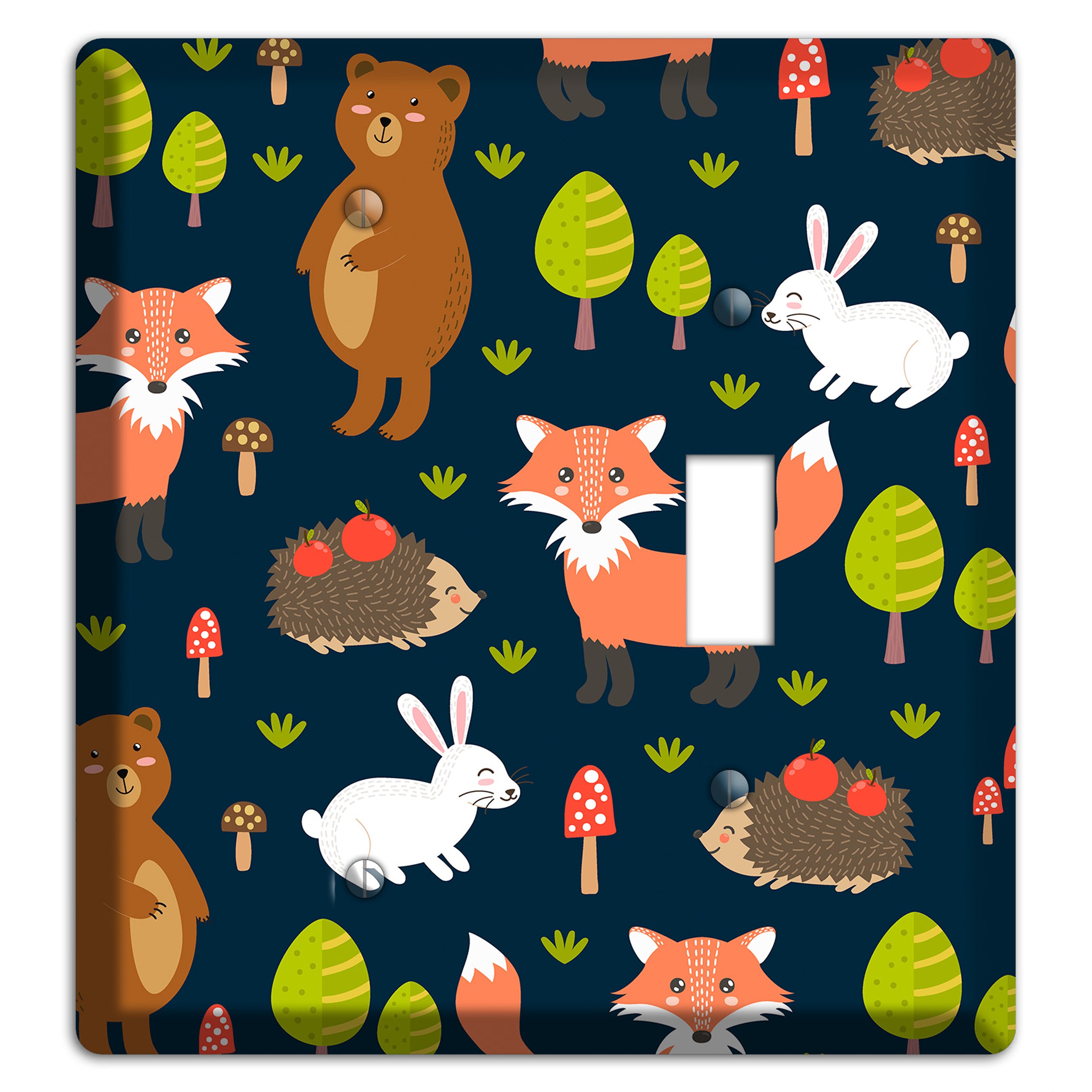 Forest Critters (Navy) Blank / Toggle Wallplate