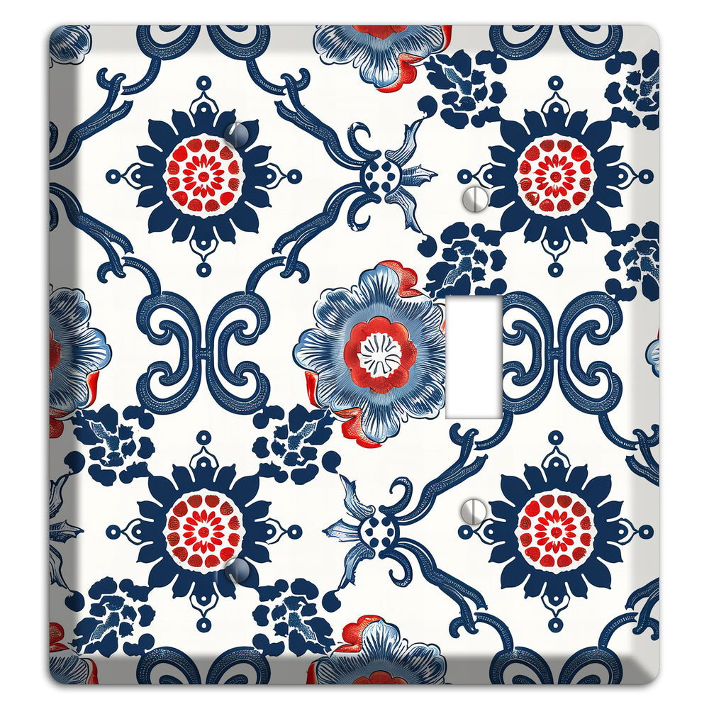Indigo Court Florals Blank / Toggle Wallplate