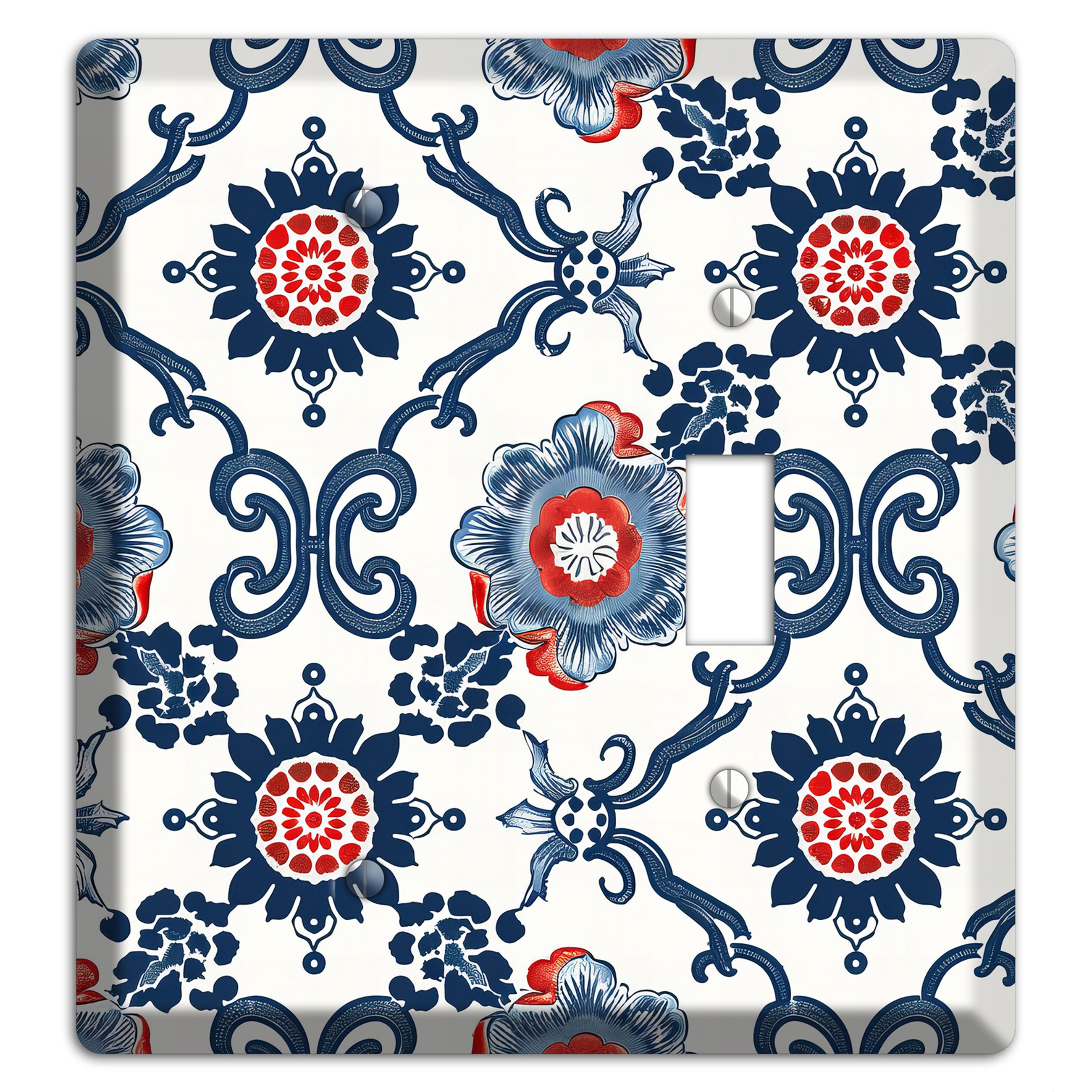 Indigo Court Florals Blank / Toggle Wallplate