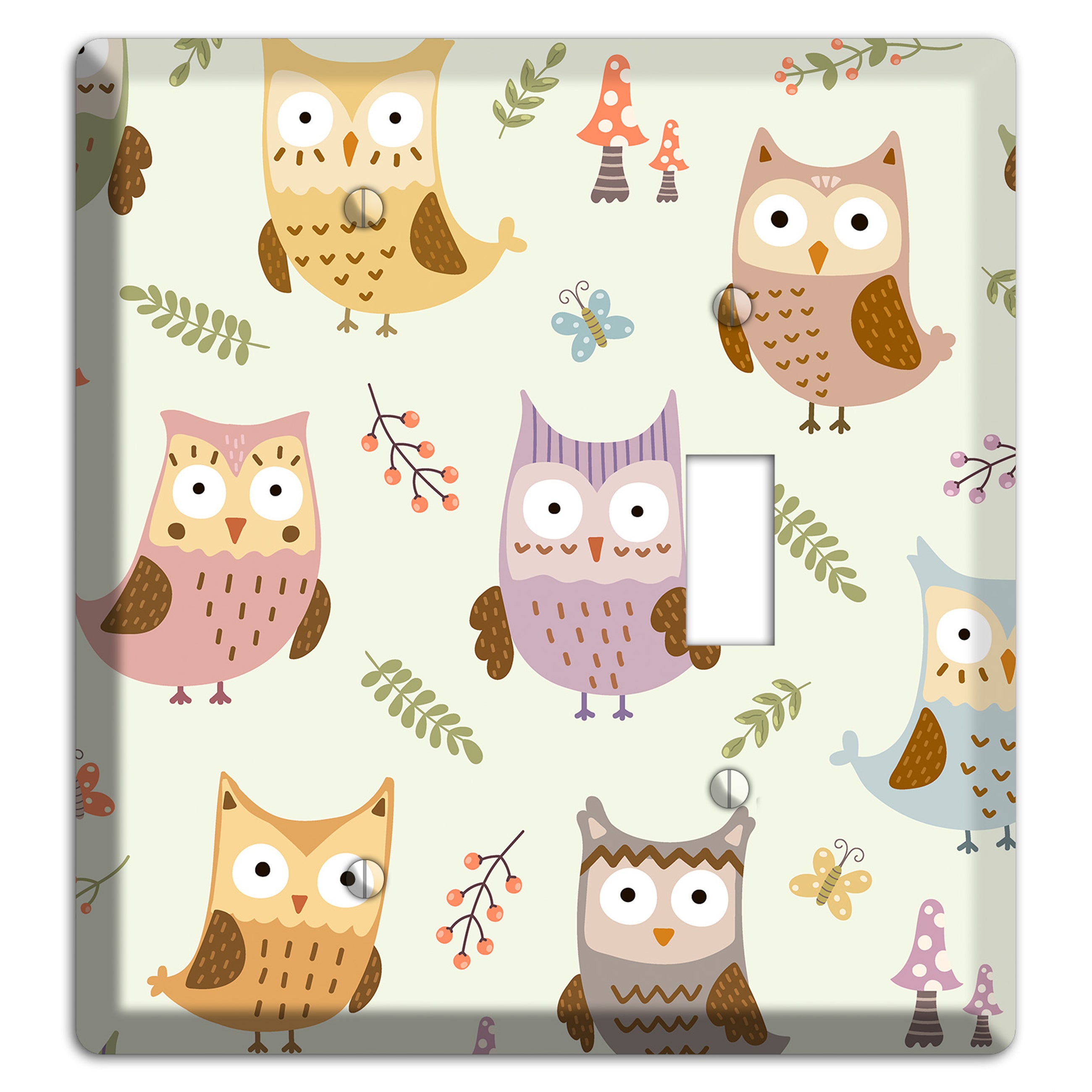 Sleepy Owls (Cream) Blank / Toggle Wallplate