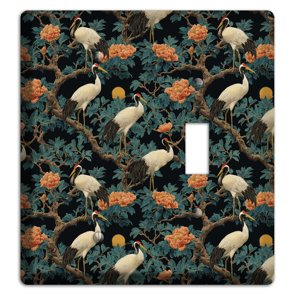 Teal Moonrise Cranes Blank / Toggle Wallplate