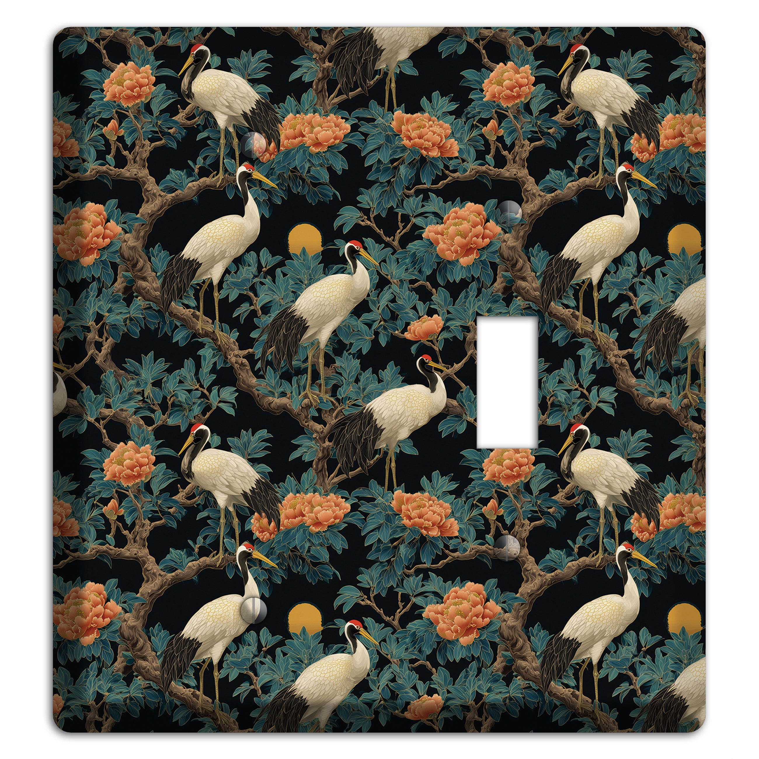 Teal Moonrise Cranes Blank / Toggle Wallplate