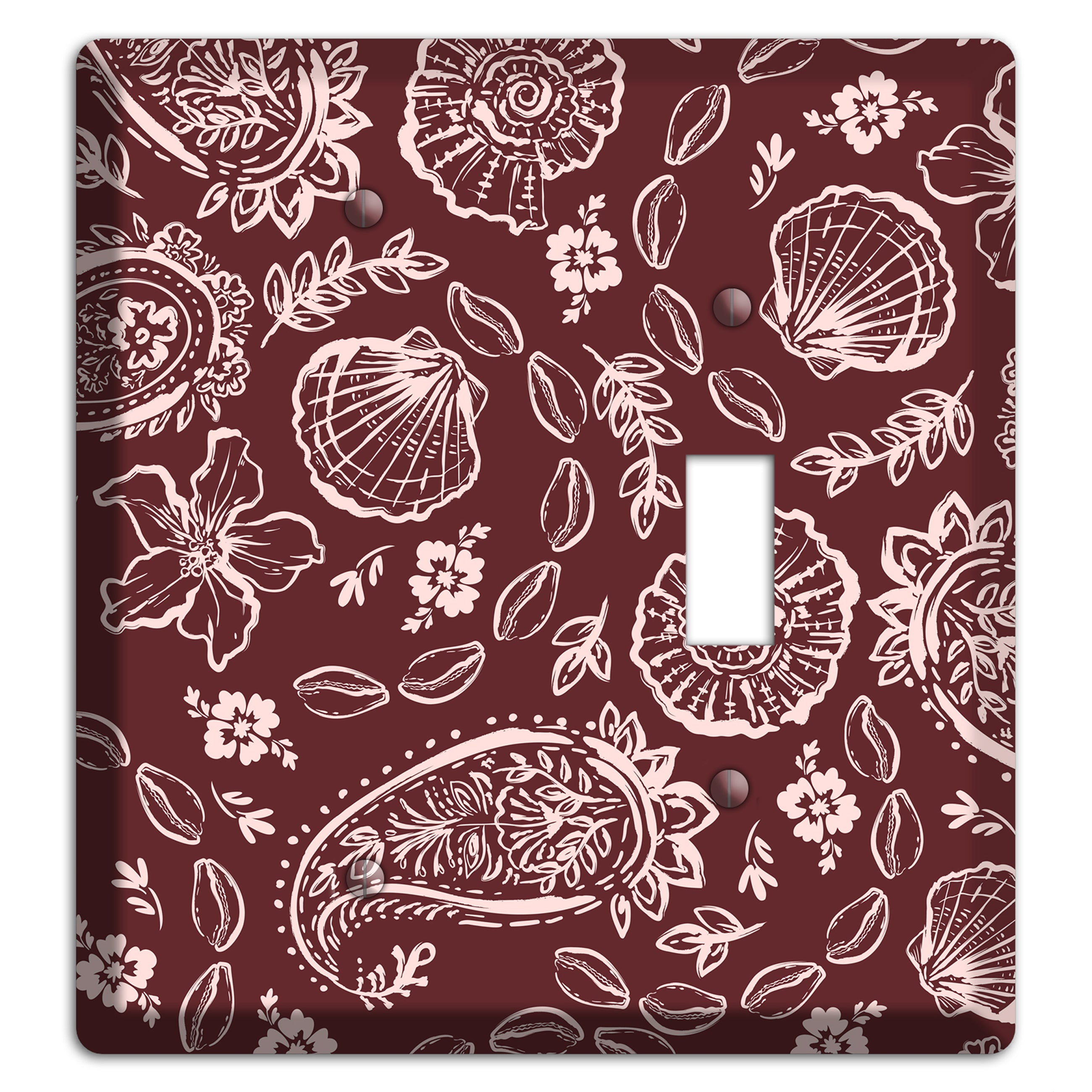 Crimson Shell Paisley Blank / Toggle Wallplate
