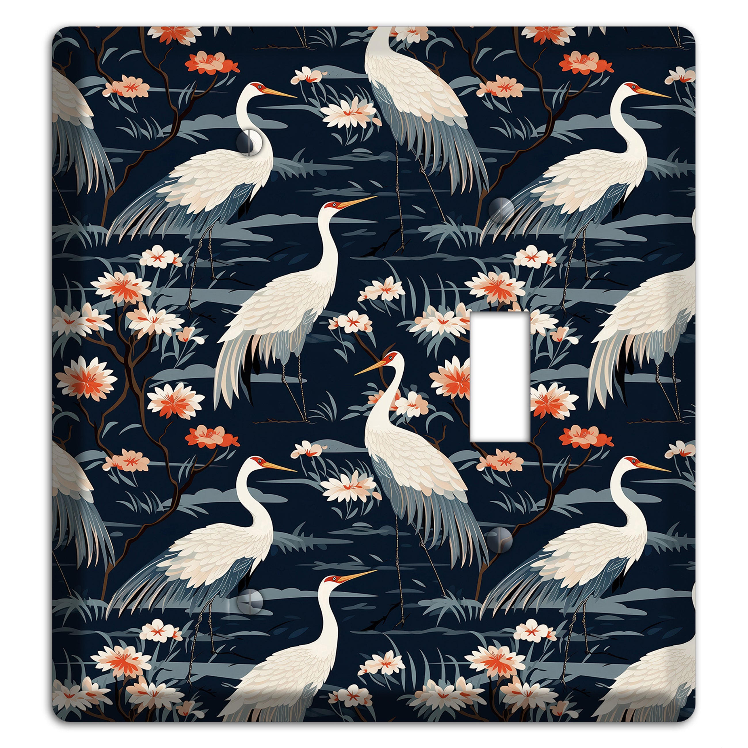 Navy Heron Nocturne Blank / Toggle Wallplate