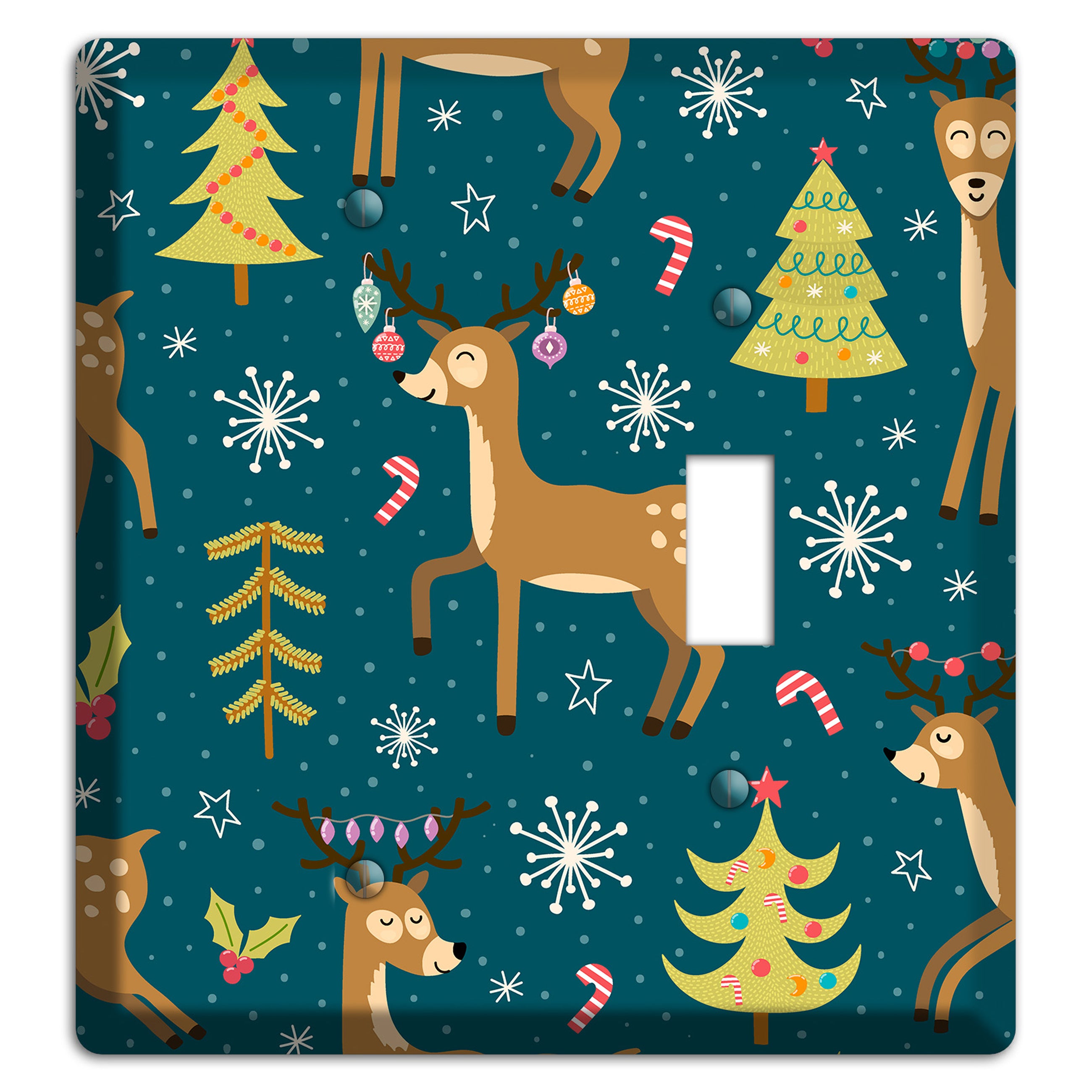 Reindeer Parade (Teal) Blank / Toggle Wallplate