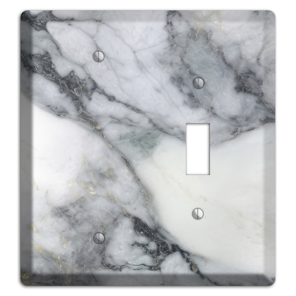 White and Grey Marble Blank / Toggle Wallplate