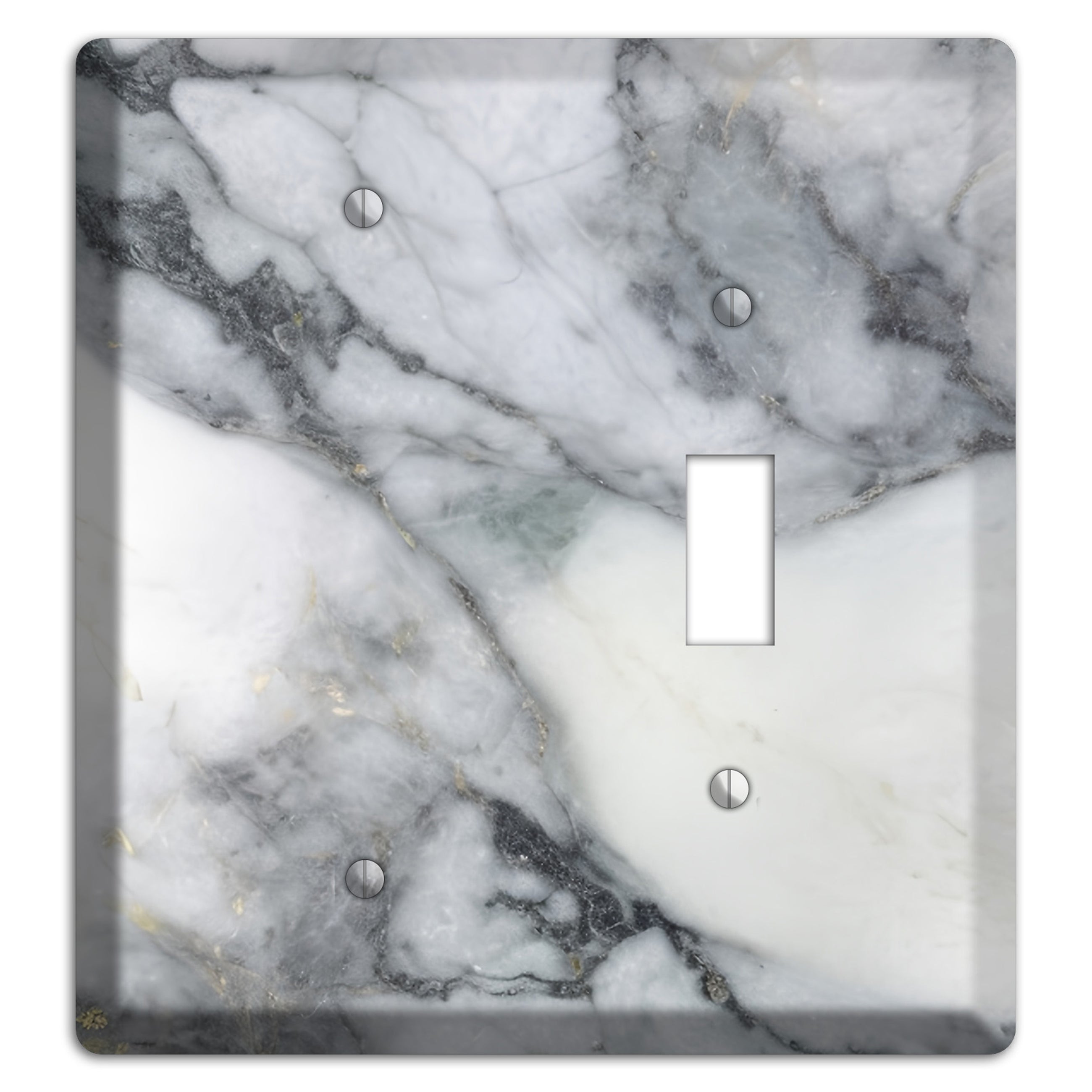 White and Grey Marble Blank / Toggle Wallplate