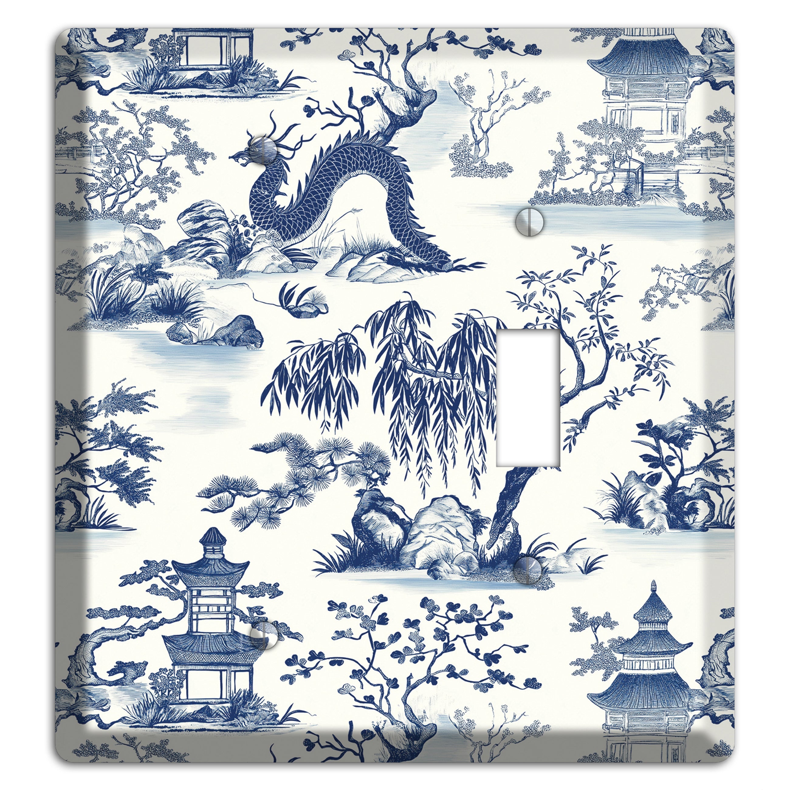 Dragon & Pagoda Blank / Toggle Wallplate