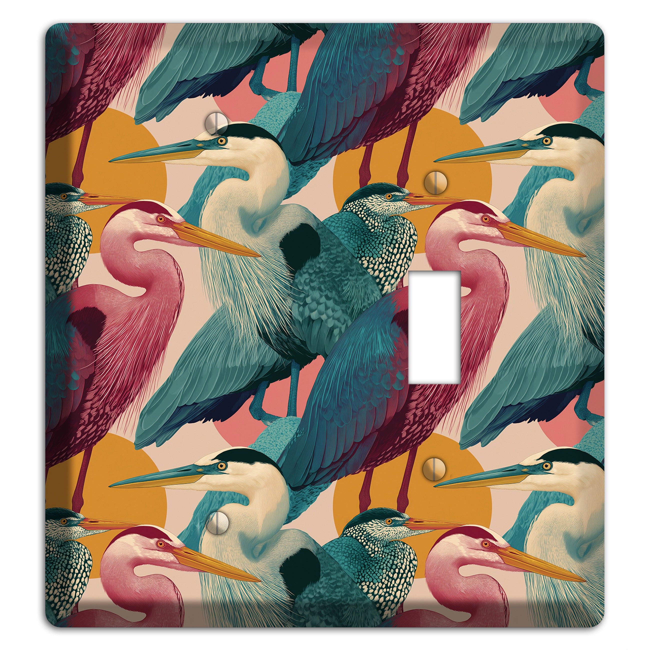 Teal Heron Mosaic Blank / Toggle Wallplate