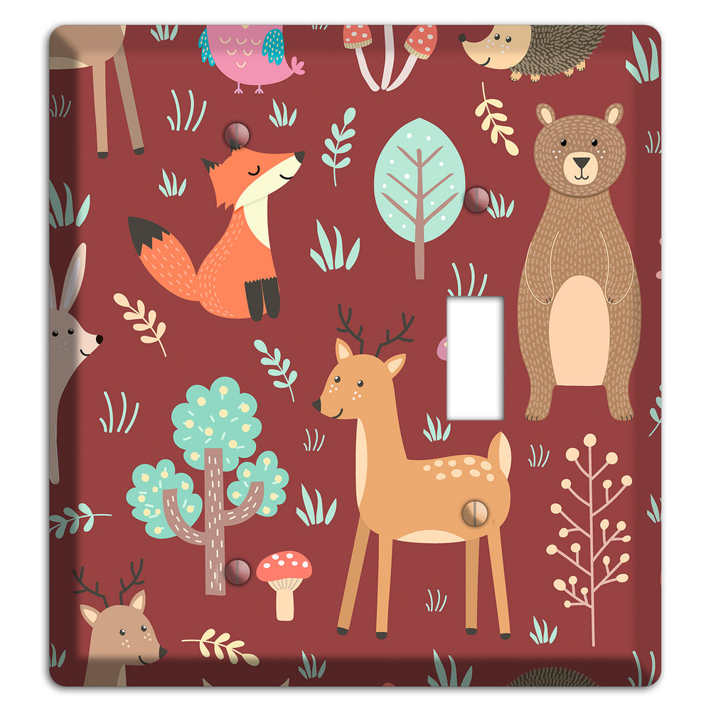 Woodland Friends (Maroon) Blank / Toggle Wallplate