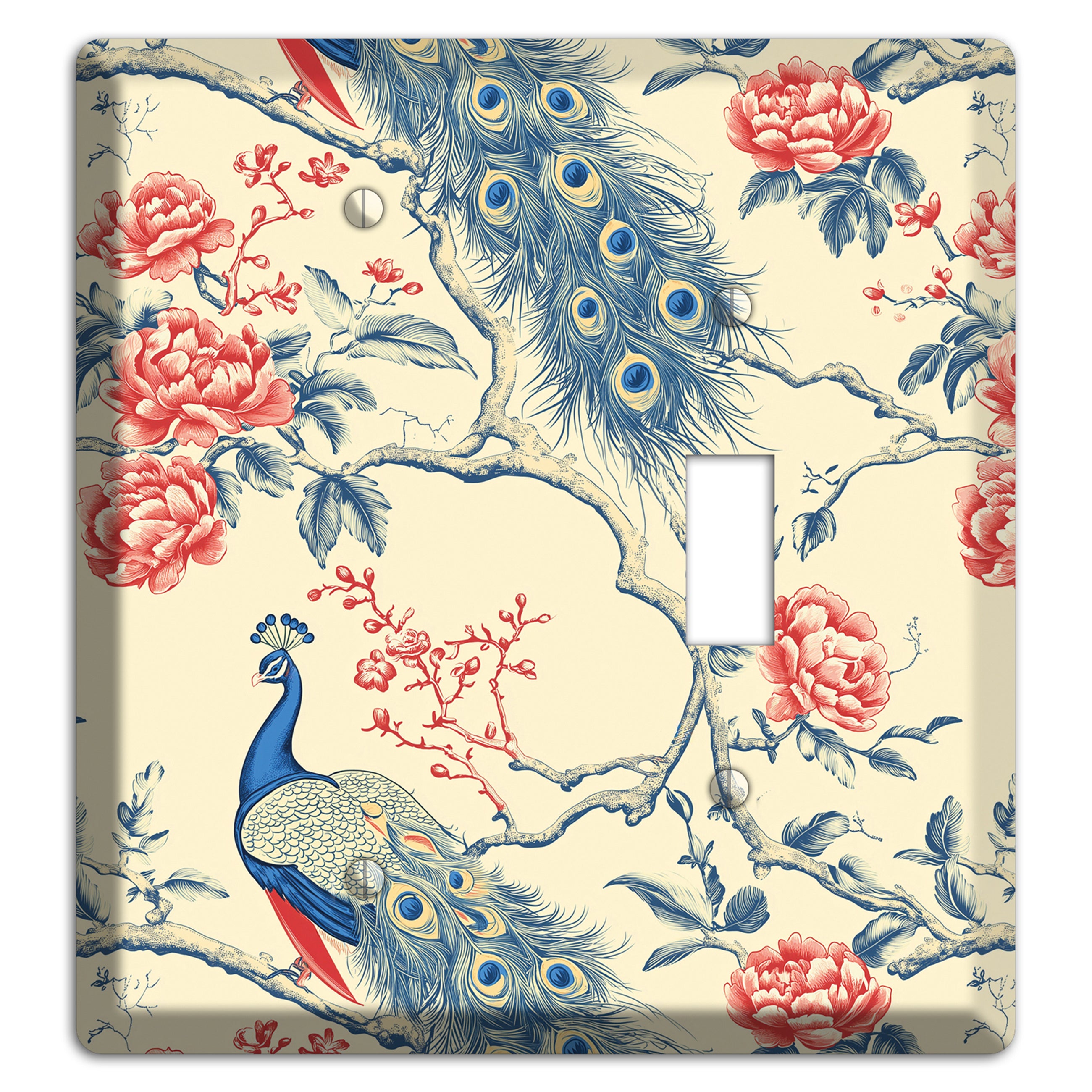 Peacock & Peony Blank / Toggle Wallplate