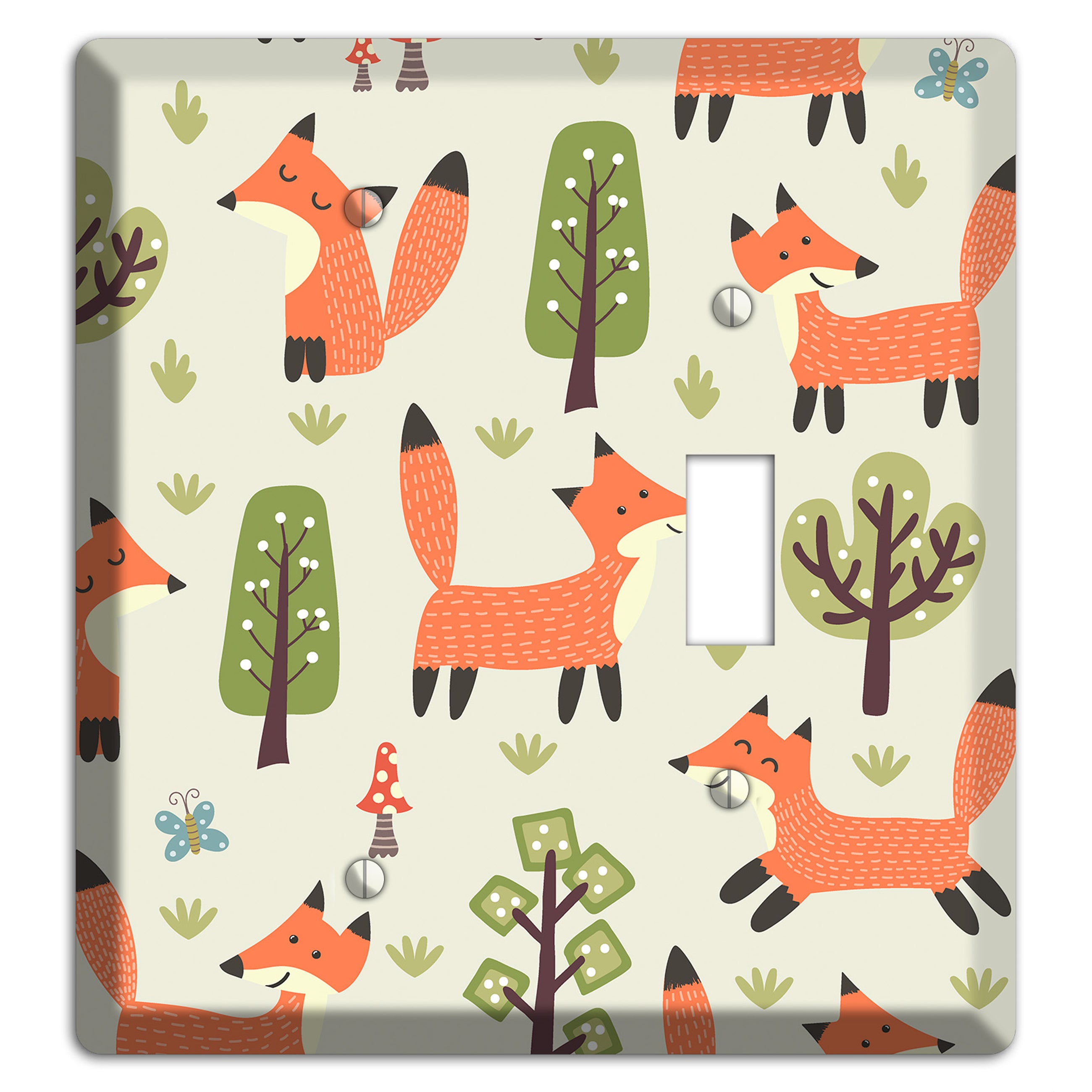 Fox & Forest (Olive) Blank / Toggle Wallplate