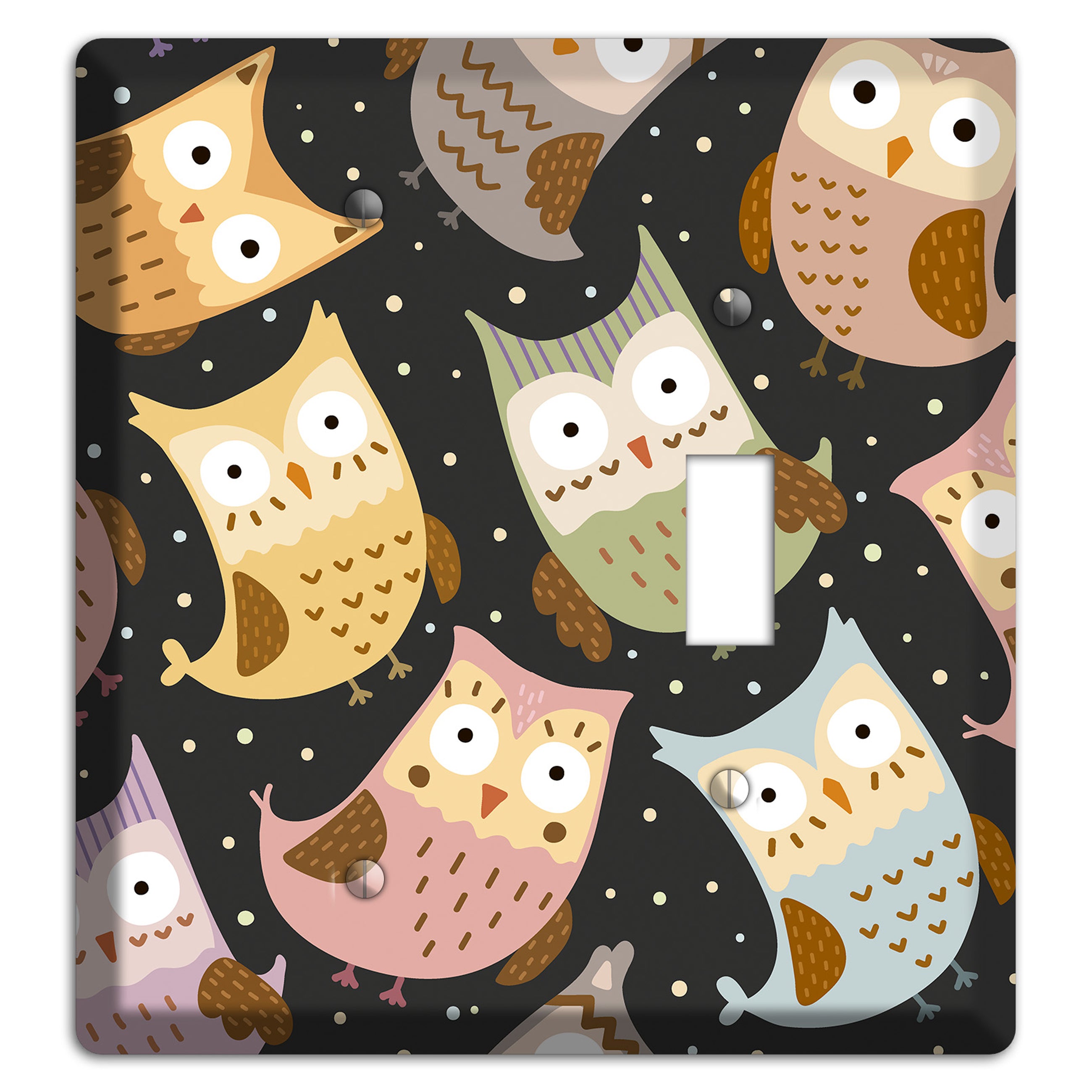 Sleepy Owls (Charcoal) Blank / Toggle Wallplate