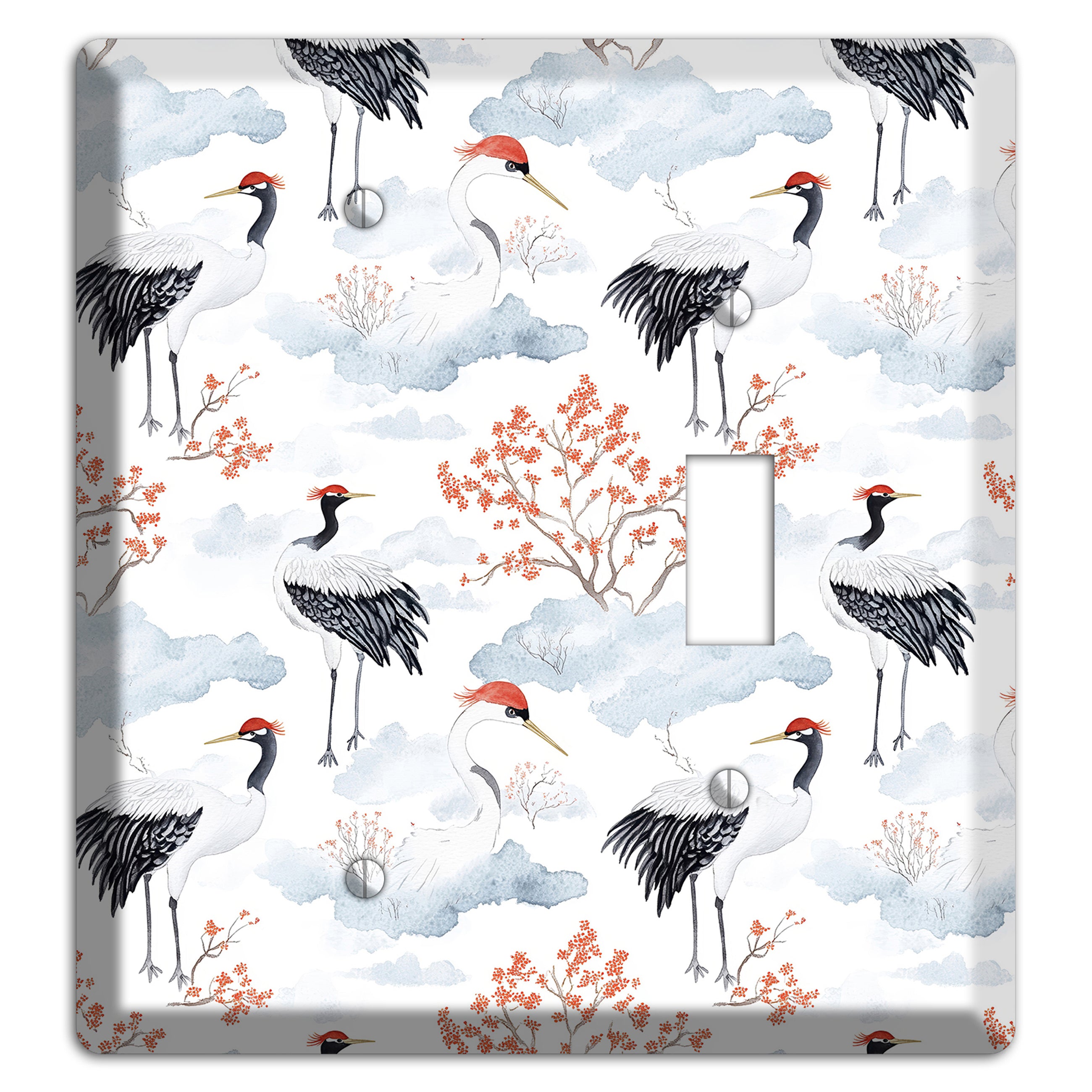 Crimson Crown Cranes Blank / Toggle Wallplate