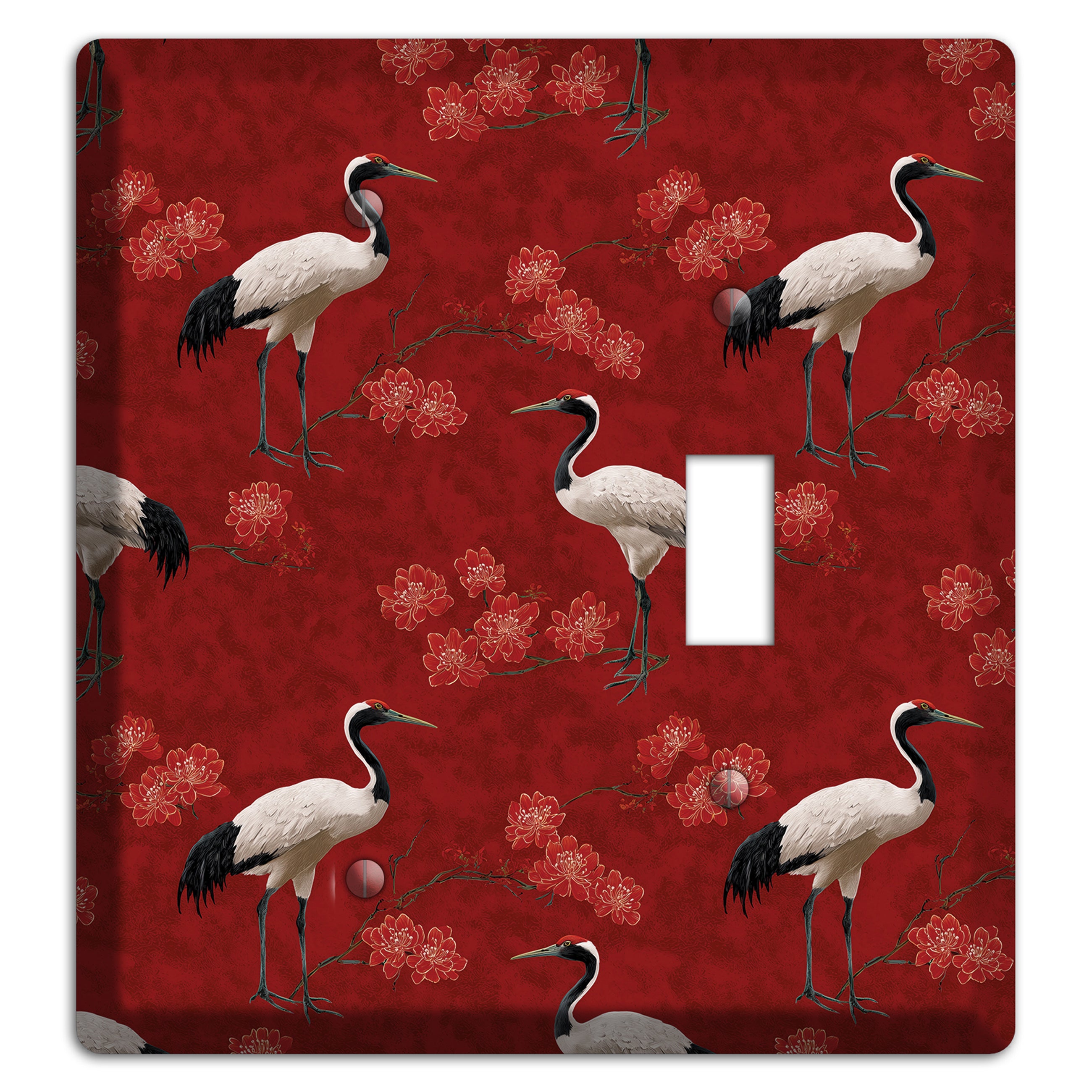 Vermillion Crane Bloom Blank / Toggle Wallplate