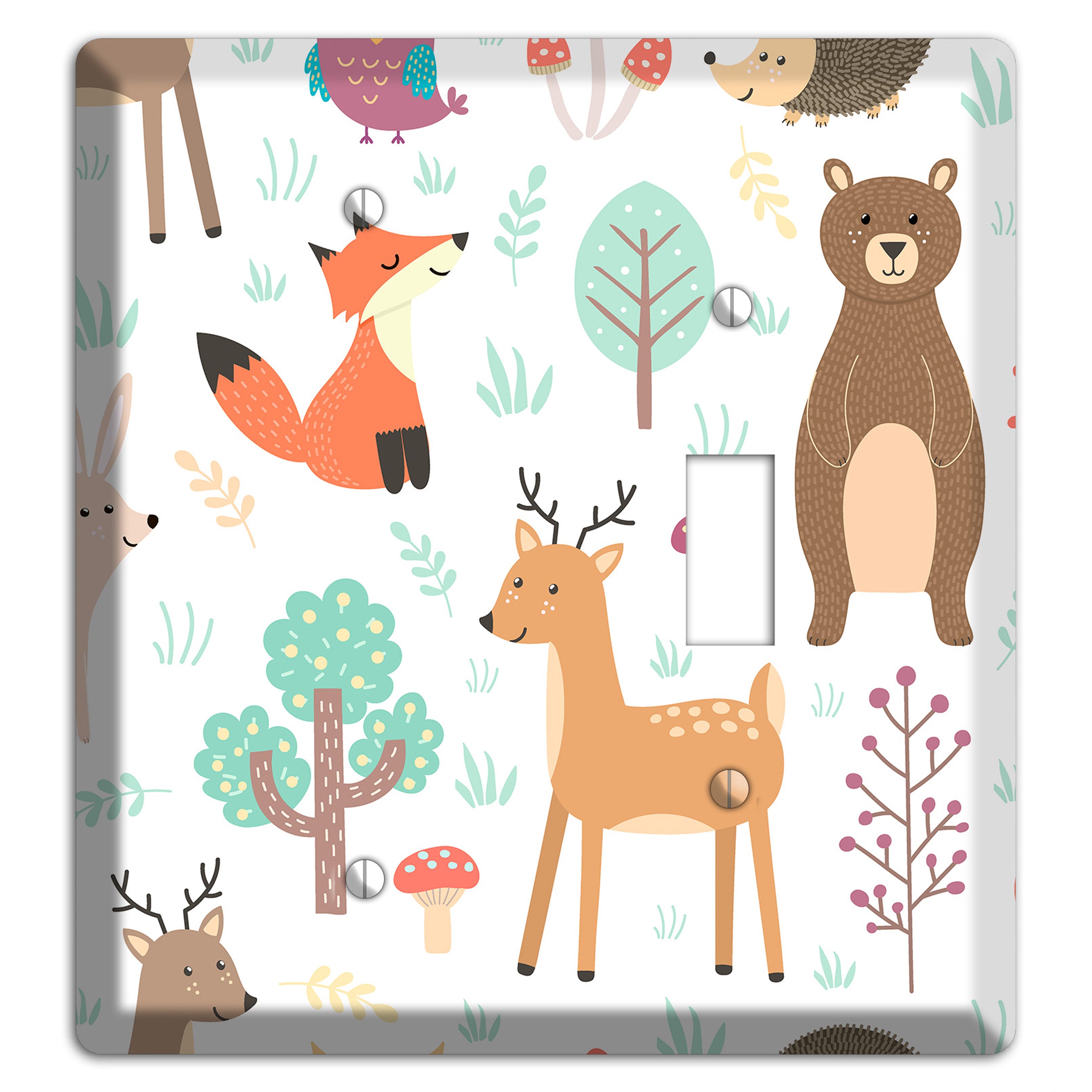 Woodland Friends (White) Blank / Toggle Wallplate