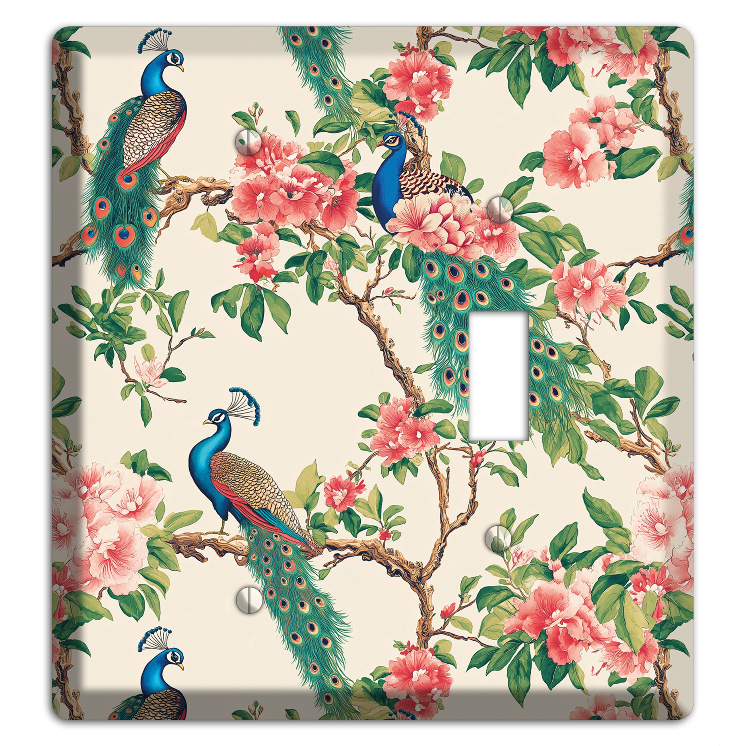 Peacock & Peony Court Blank / Toggle Wallplate
