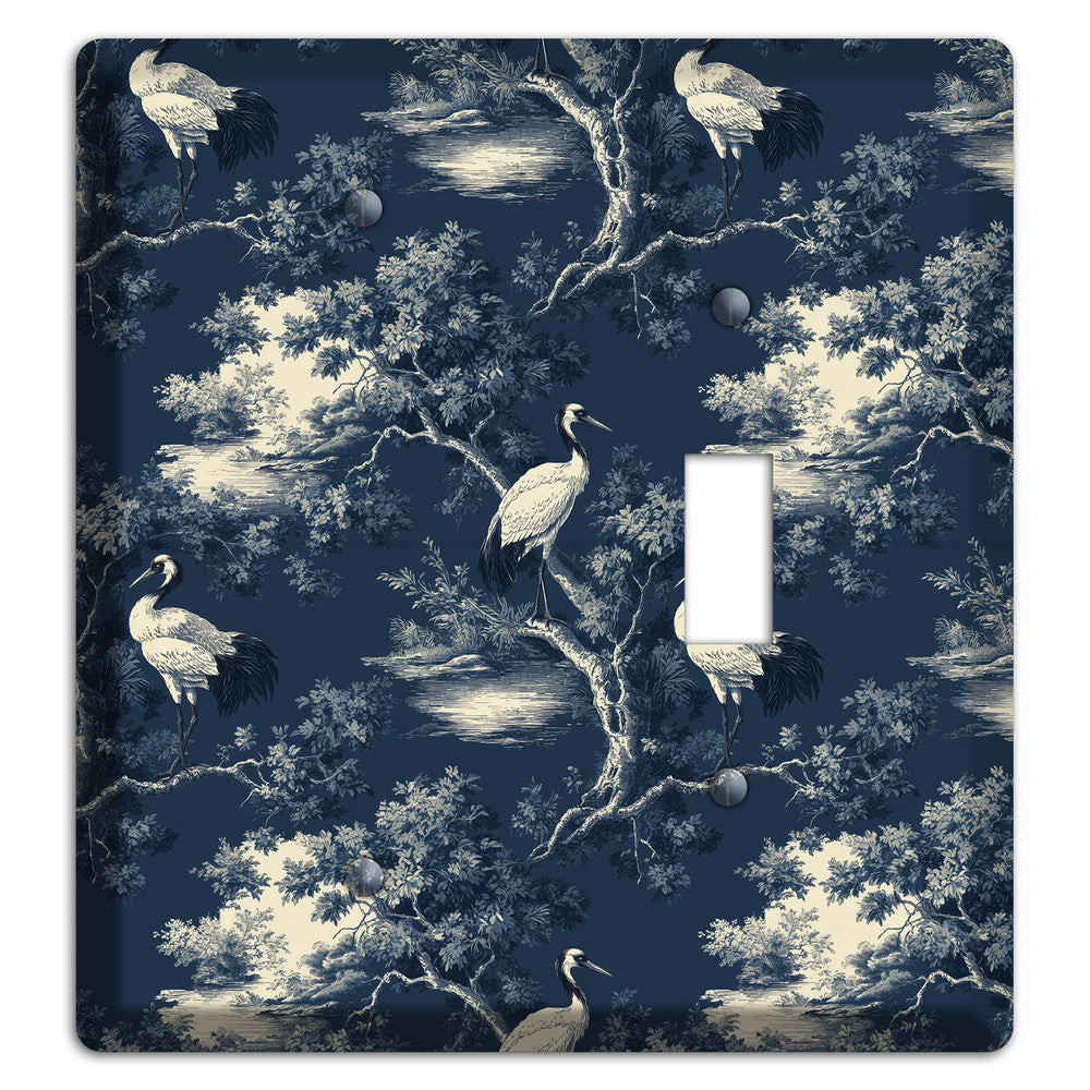 Midnight Crane Toile Blank / Toggle Wallplate