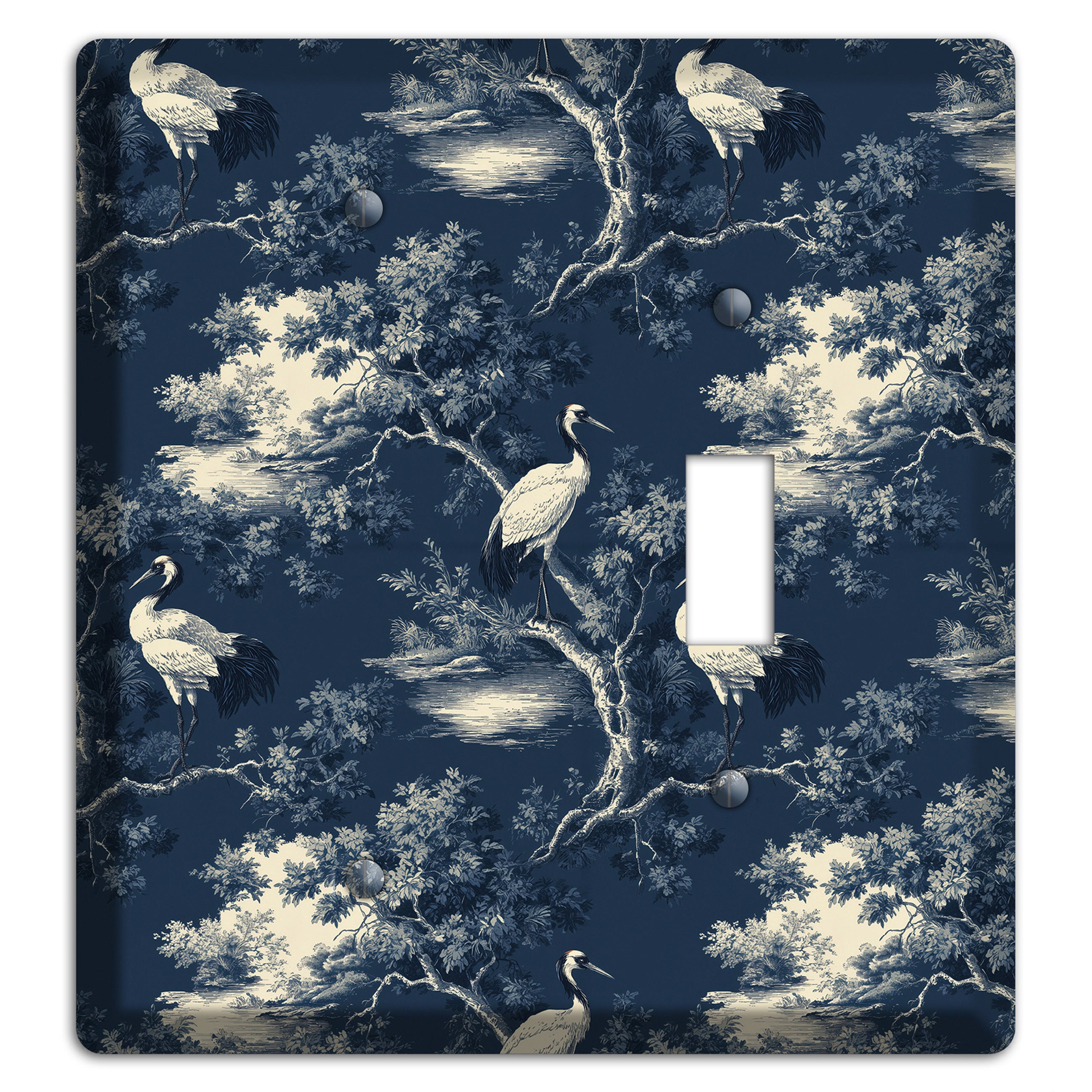 Midnight Crane Toile Blank / Toggle Wallplate