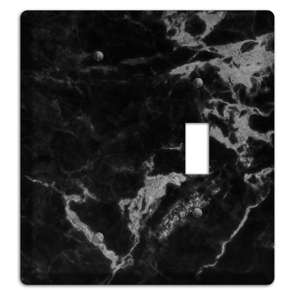 Black and Silver Marble Blank / Toggle Wallplate
