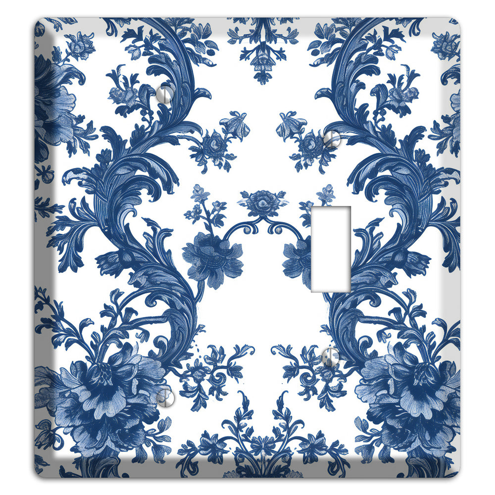 Cobalt Garden Damask Blank / Toggle Wallplate