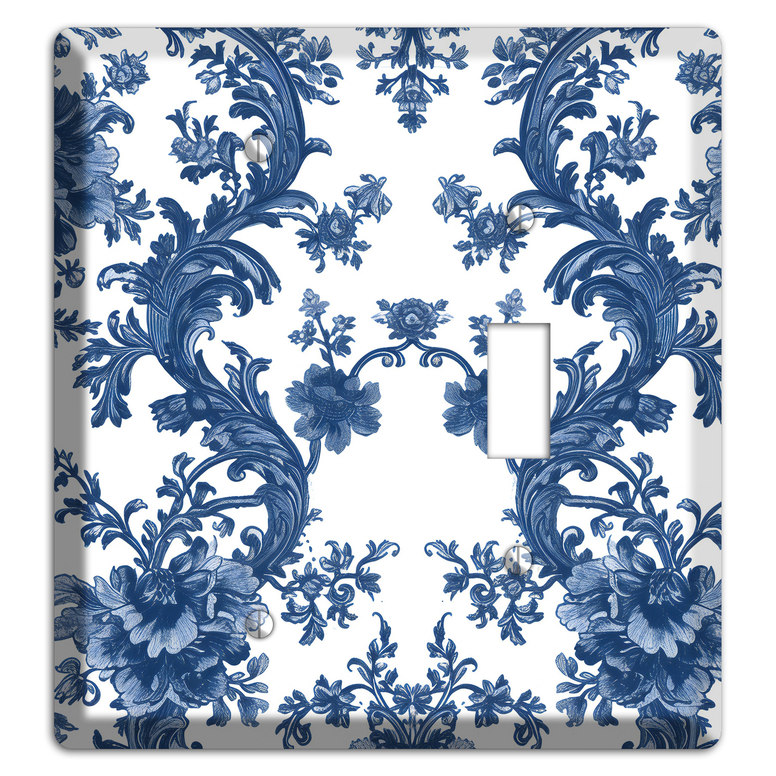 Cobalt Garden Damask Blank / Toggle Wallplate