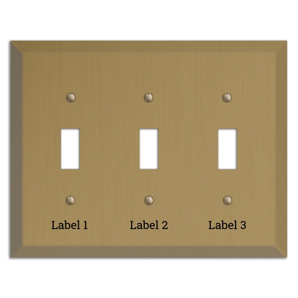 Tower Gold Hand Rubbed Triple Toggle Switchplate with Label