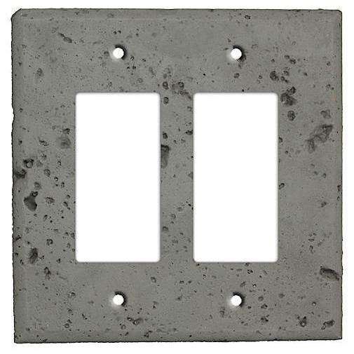 Dark Gray Stone Double Rocker Cover Plate