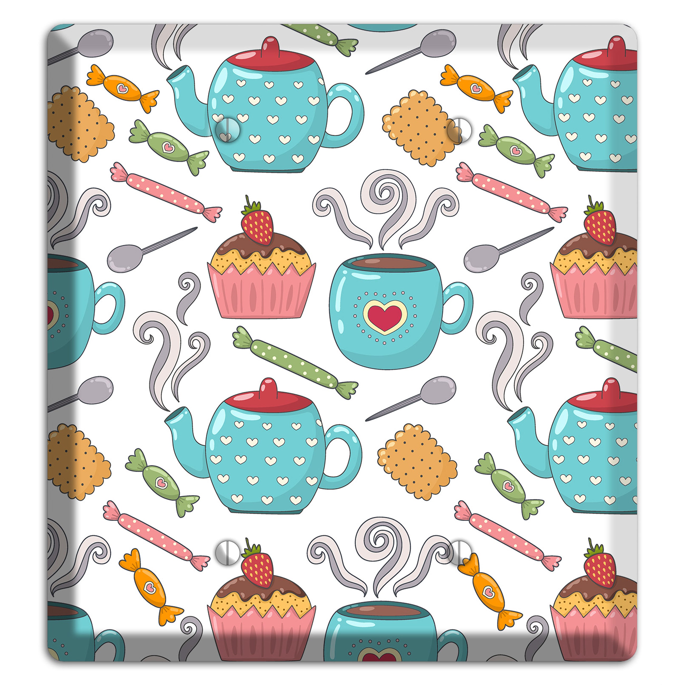 Sweet Tea Party (White) 2 Blank Wallplate