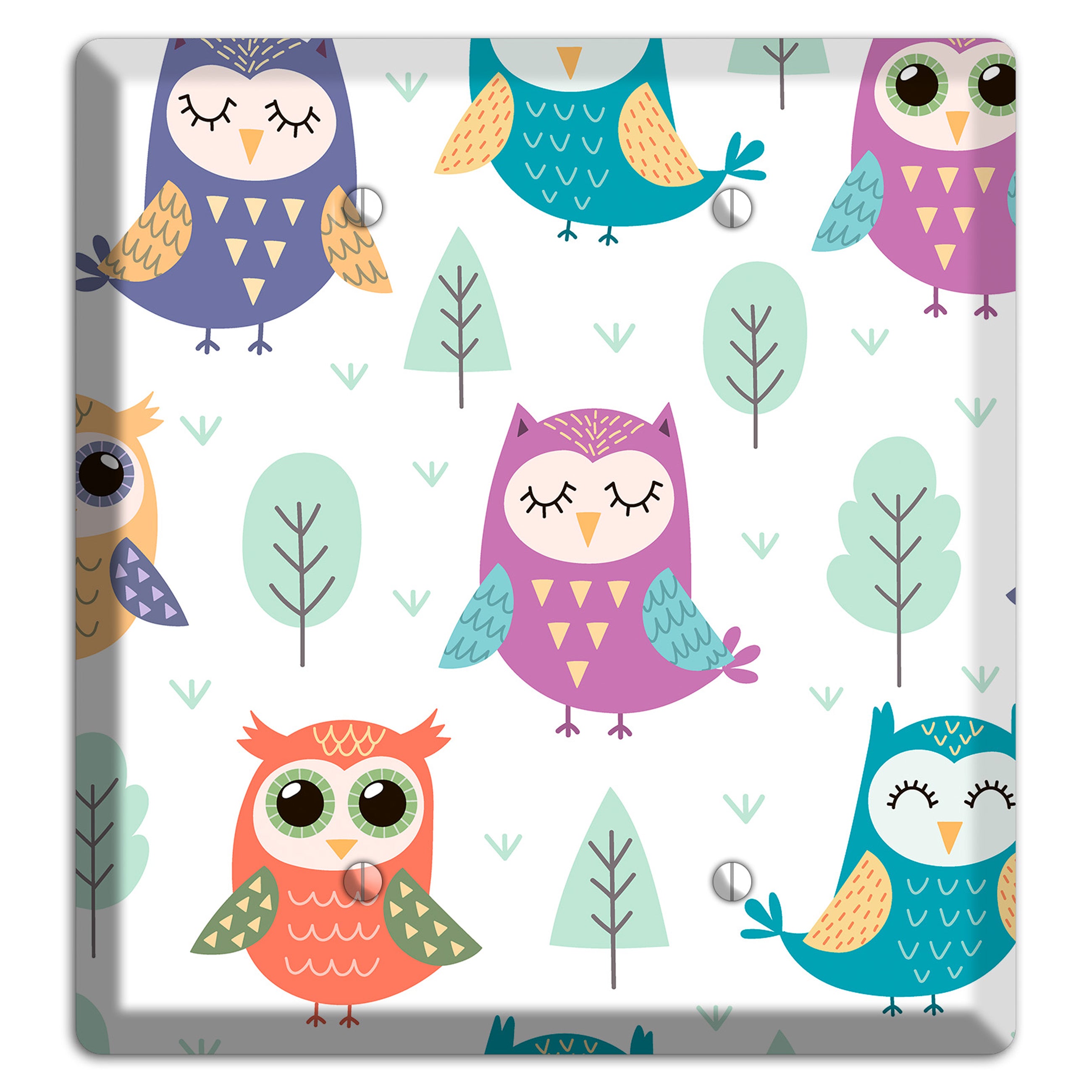 Dreamy Owls (White) 2 Blank Wallplate