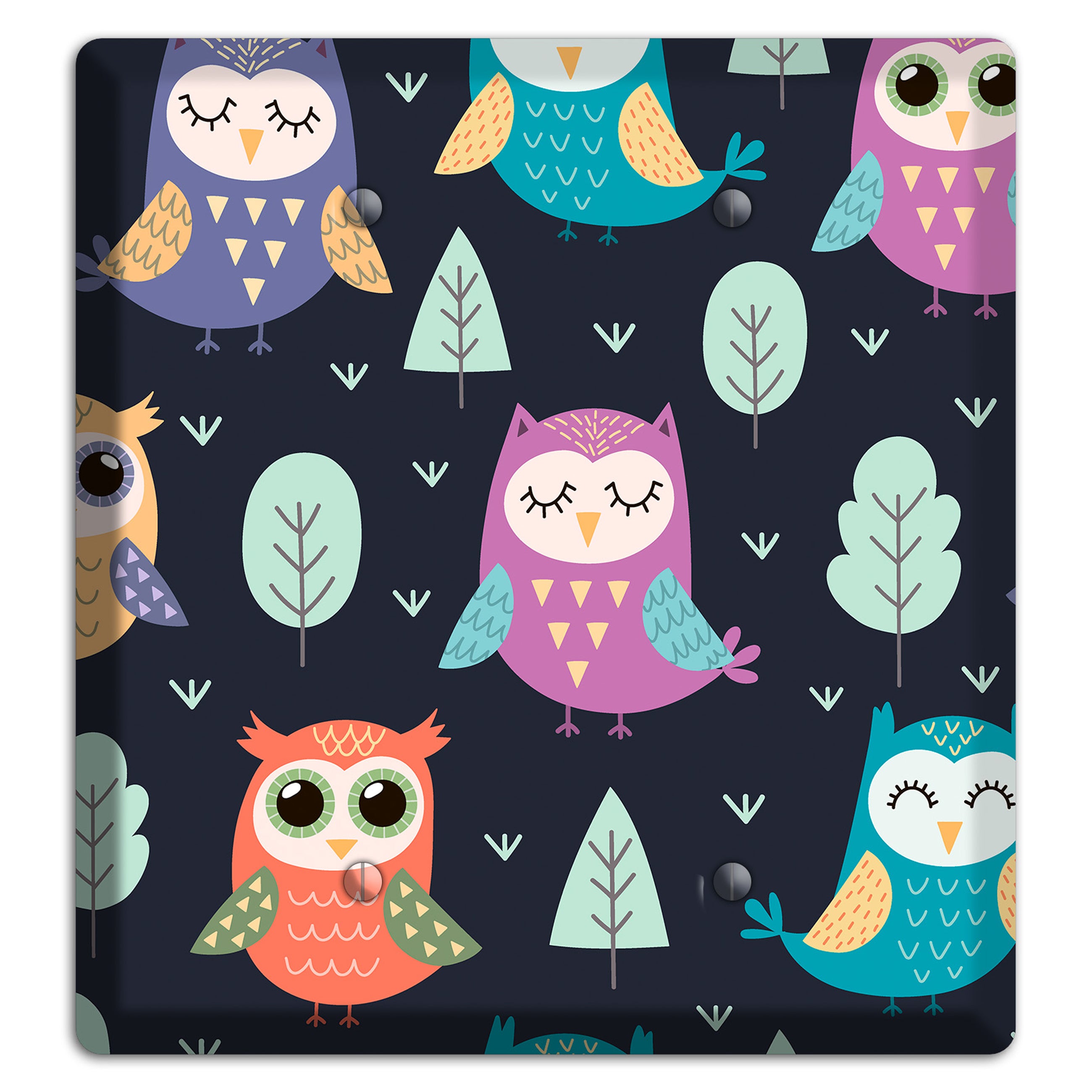 Dreamy Owls (Navy) 2 Blank Wallplate