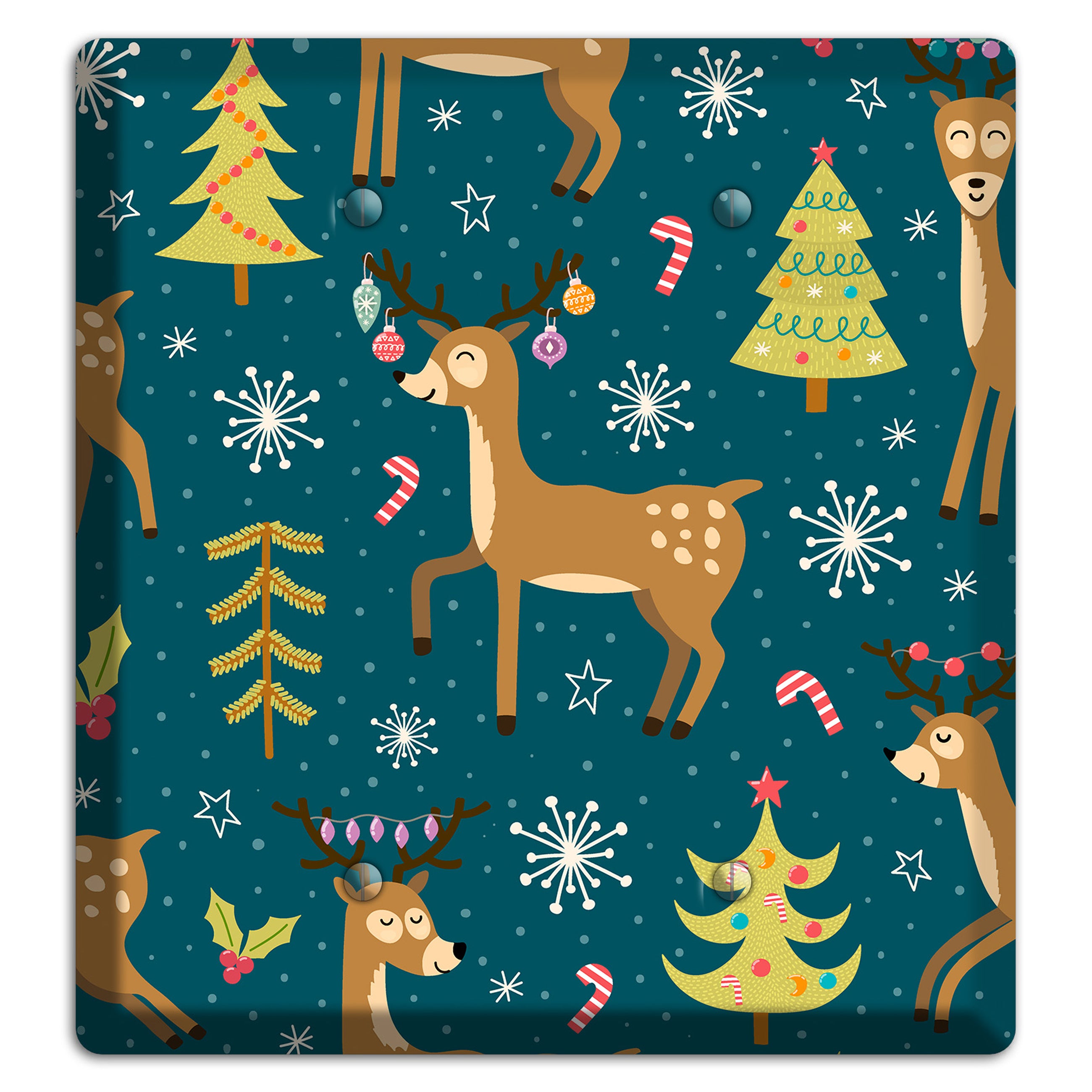 Reindeer Parade (Teal) 2 Blank Wallplate