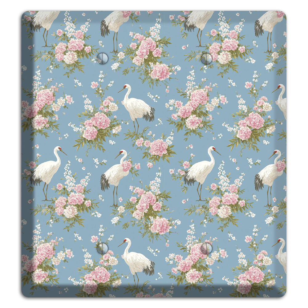 Dusty Blue Peony Flight 2 Blank Wallplate