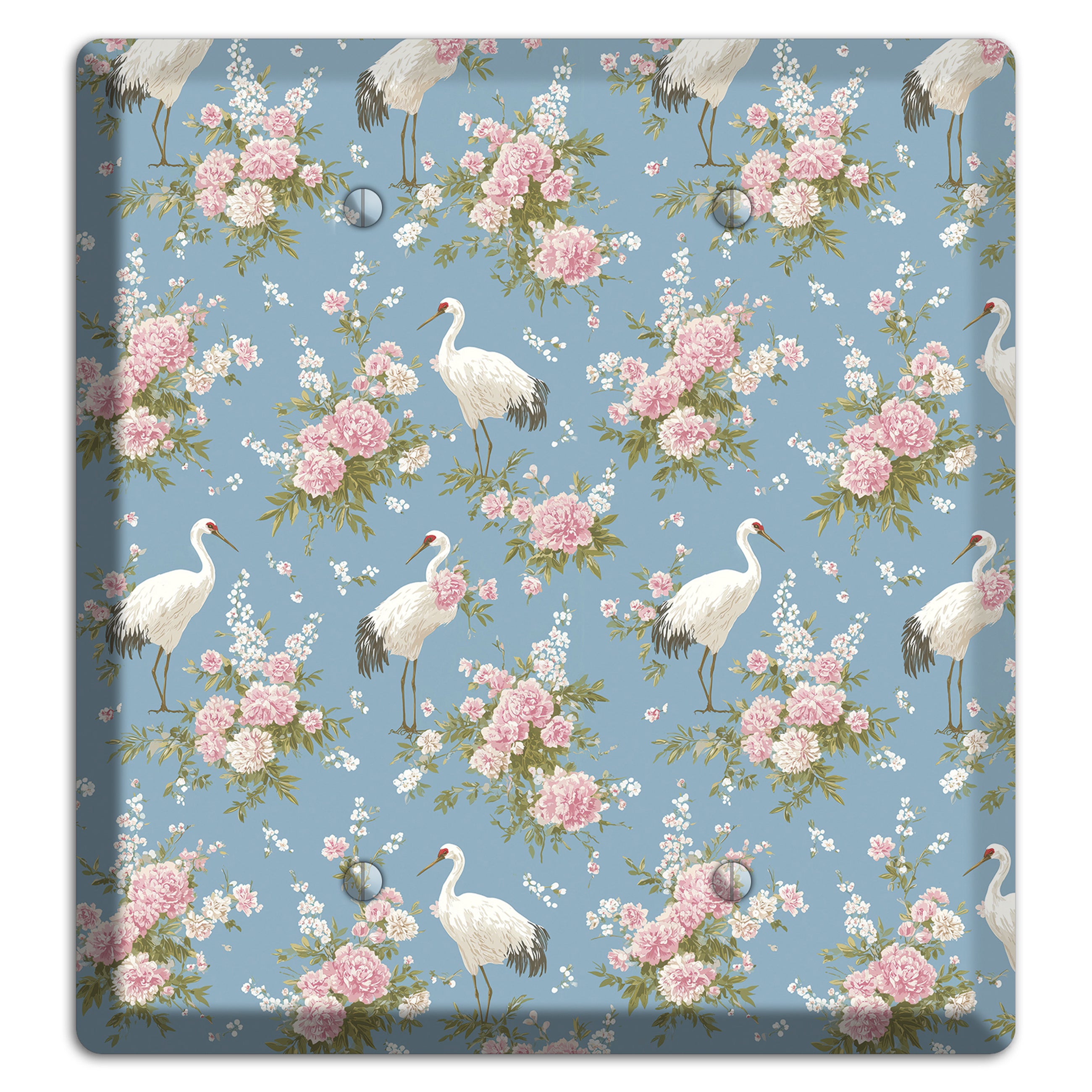 Dusty Blue Peony Flight 2 Blank Wallplate