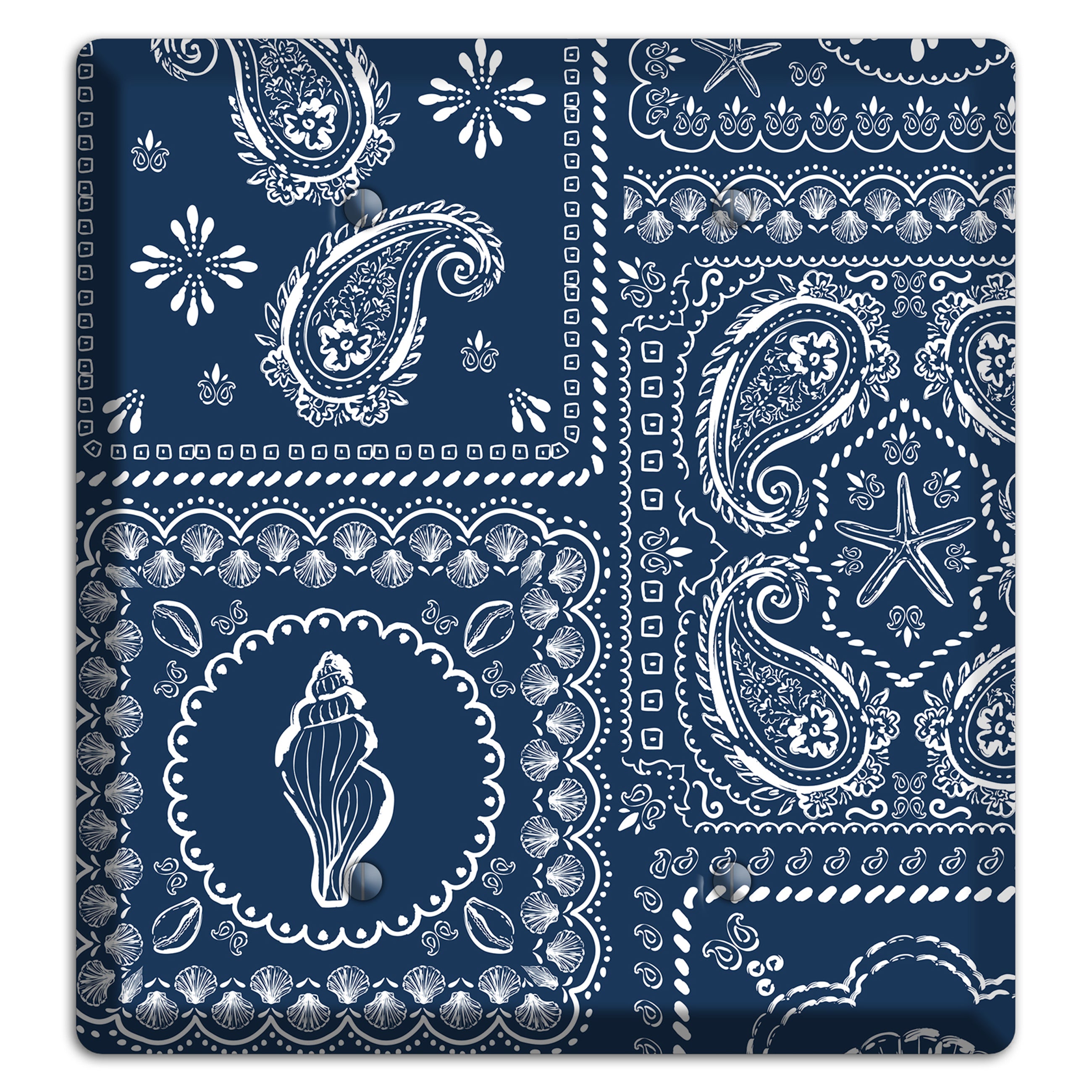 Navy Paisley Patchwork 2 Blank Wallplate