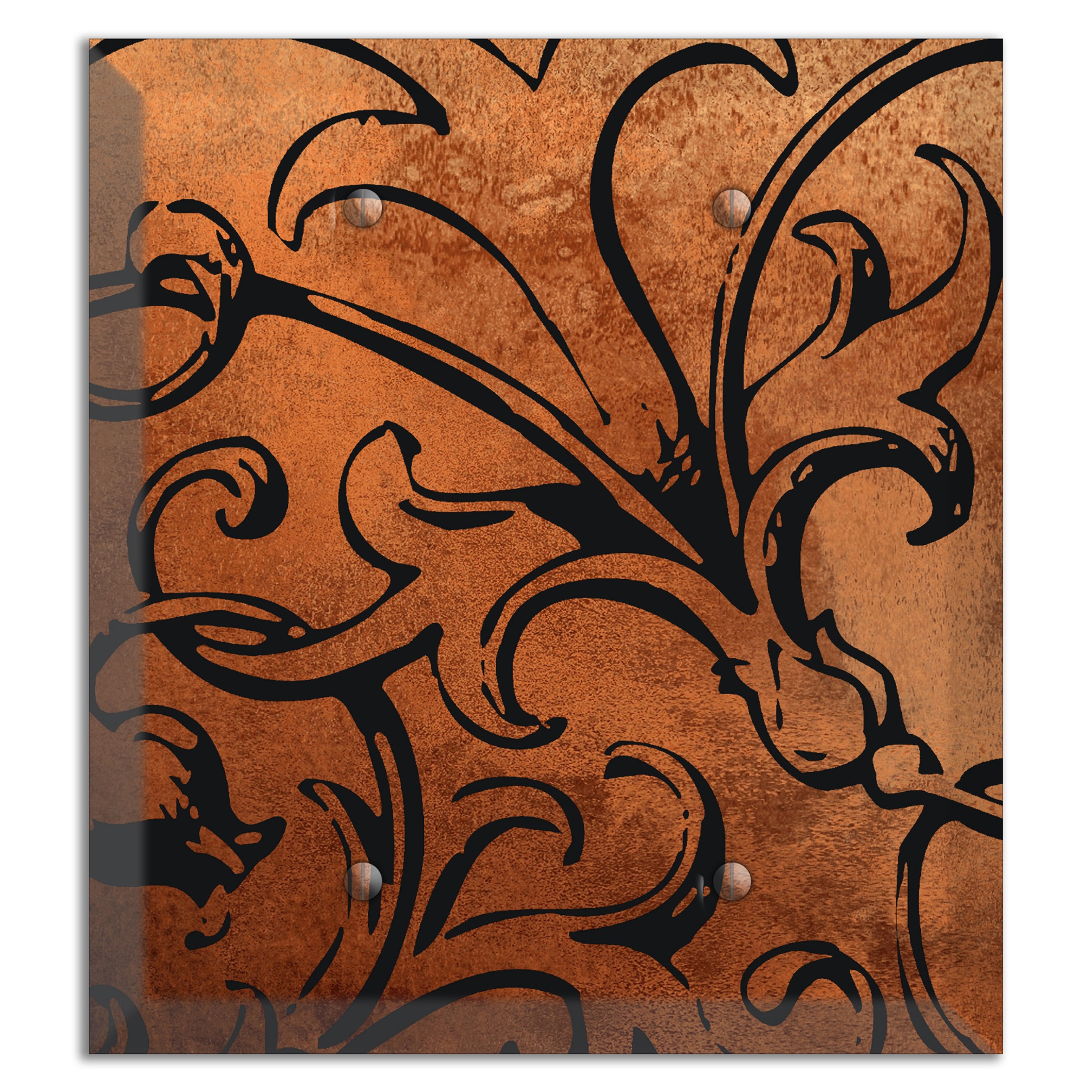 Antique Copper Victorian Scroll 2 Blank Wallplate