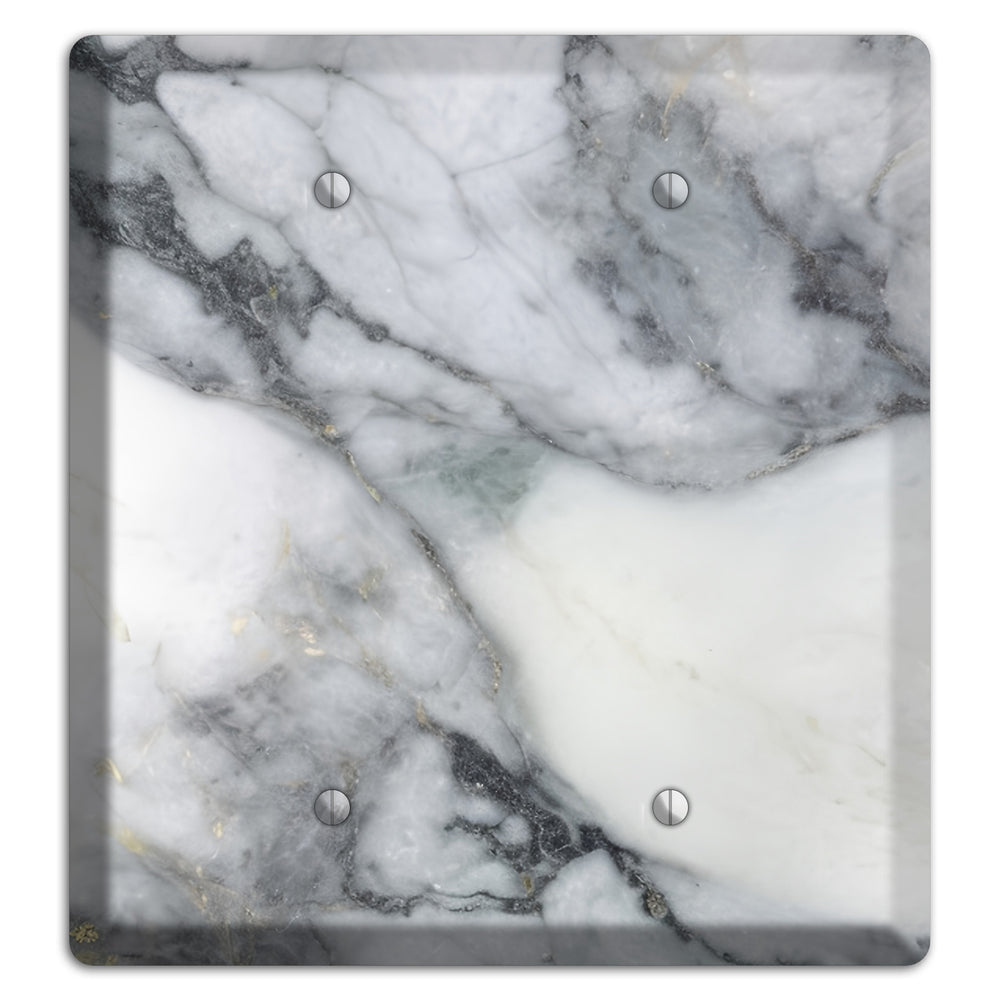 White and Grey Marble 2 Blank Wallplate