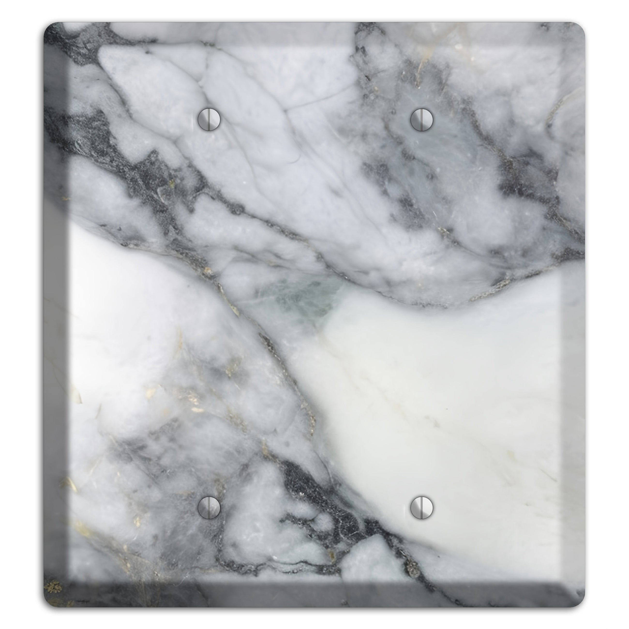 White and Grey Marble 2 Blank Wallplate