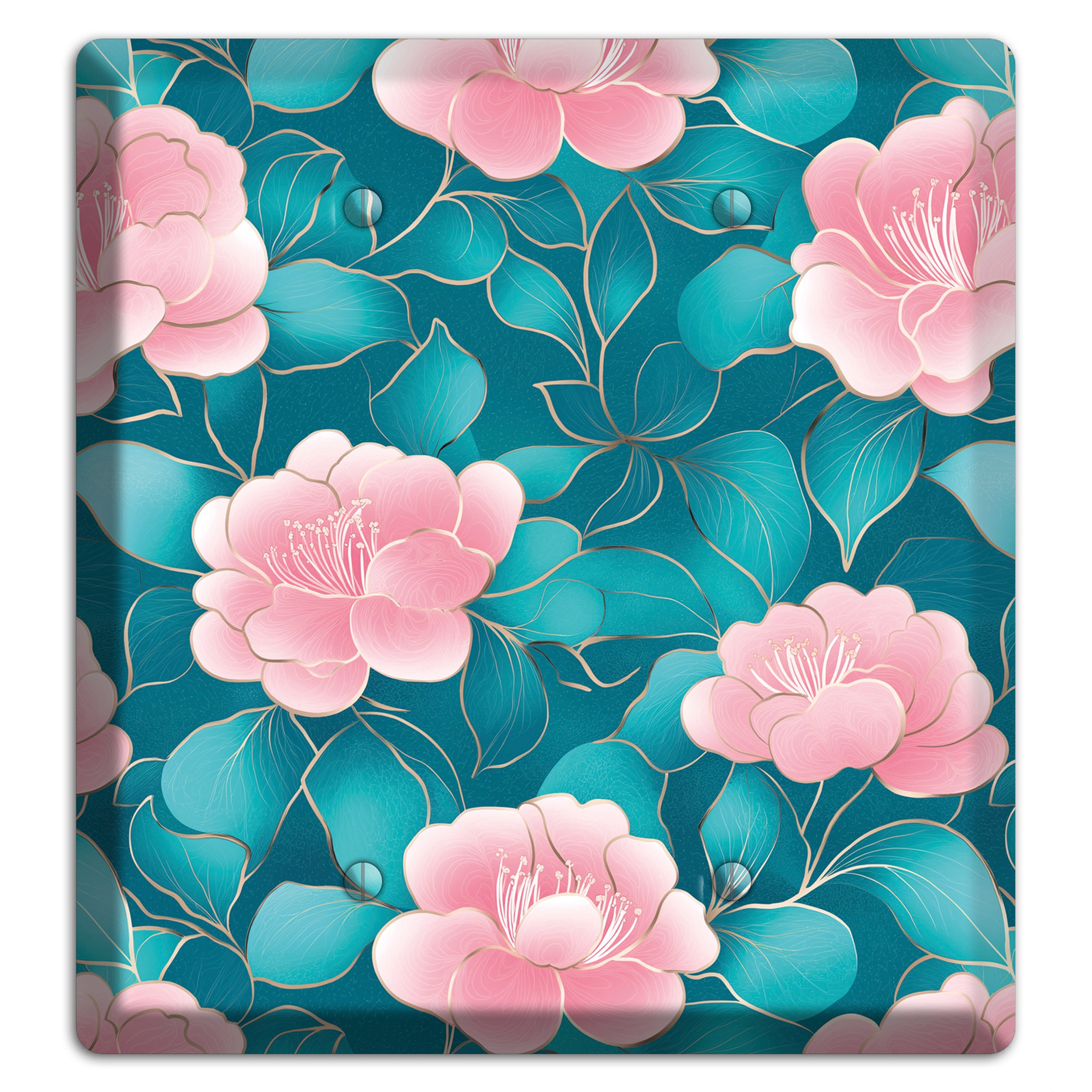 Teal Camellia Bloom 2 Blank Wallplate