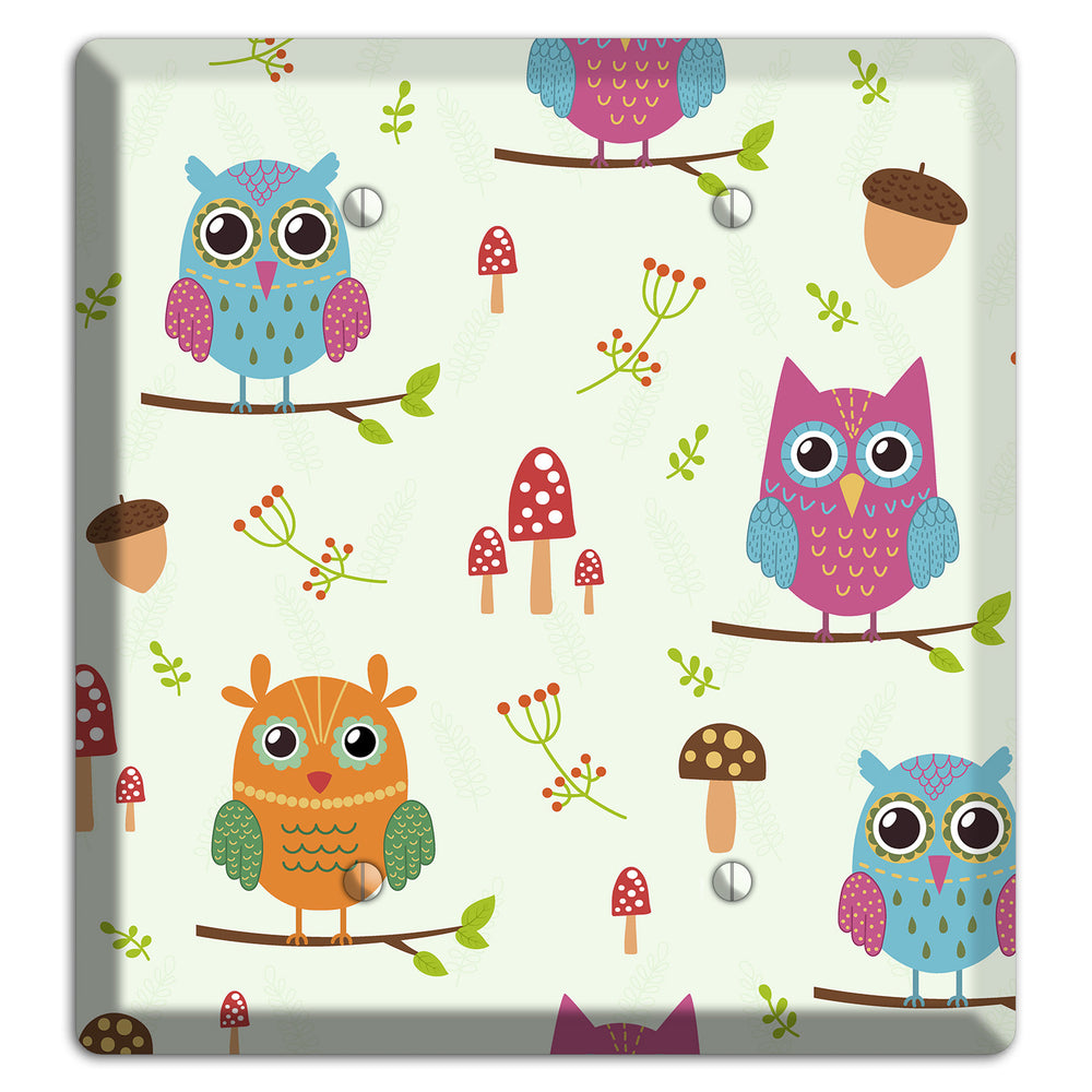 Forest Owls (Mint) 2 Blank Wallplate