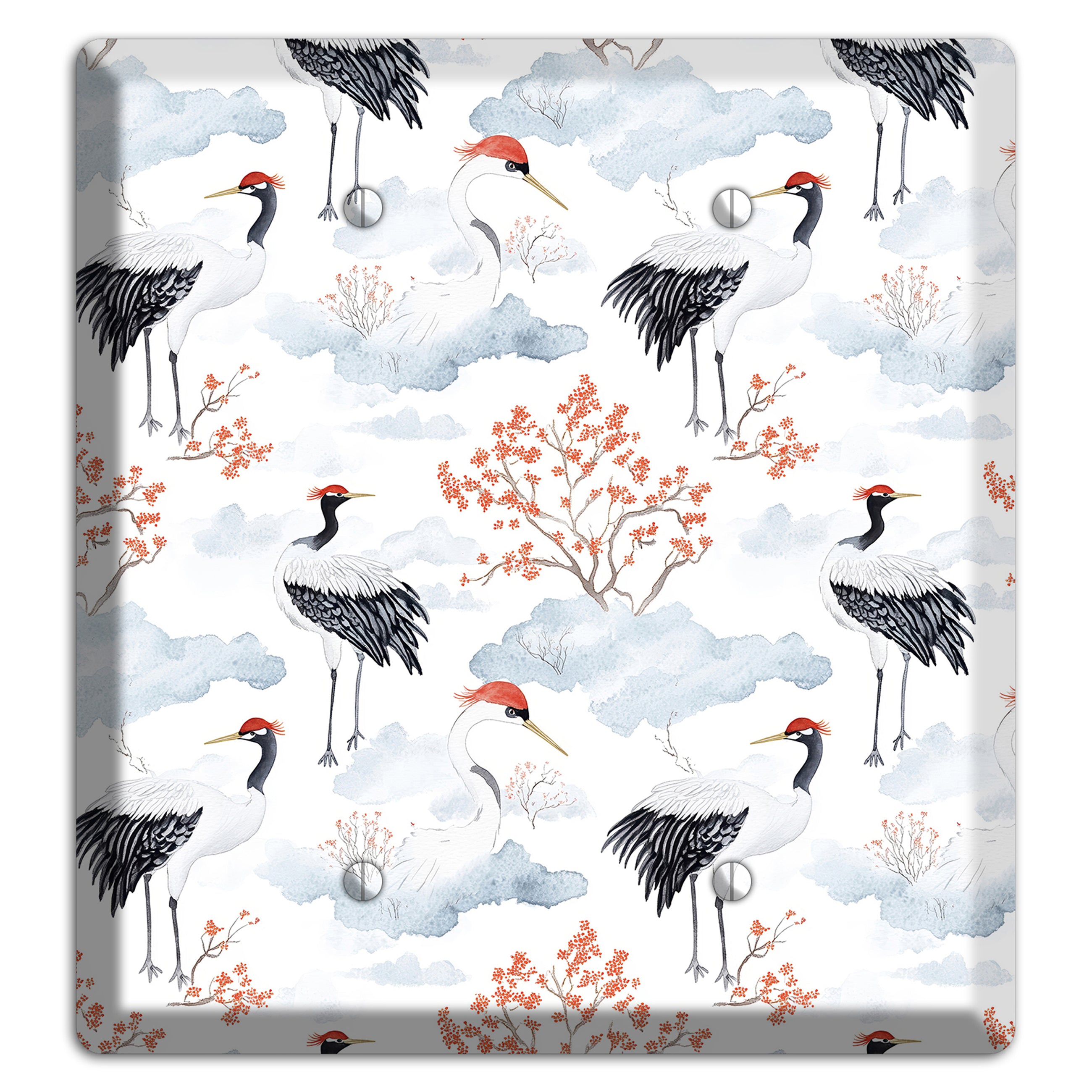 Crimson Crown Cranes 2 Blank Wallplate