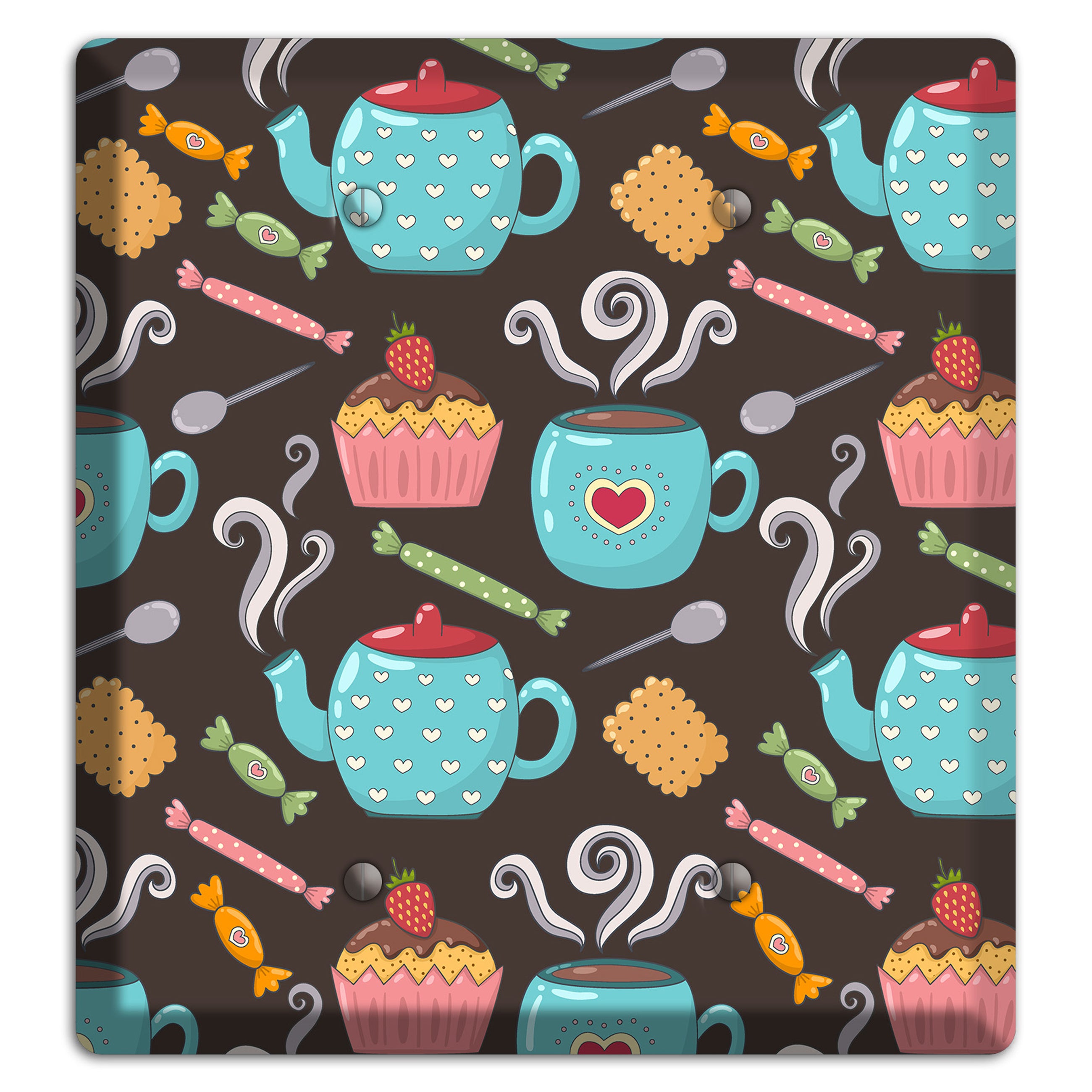 Sweet Tea Party (Brown) 2 Blank Wallplate