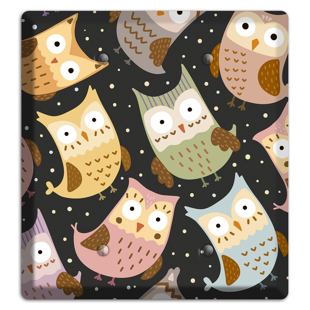 Sleepy Owls (Charcoal) 2 Blank Wallplate
