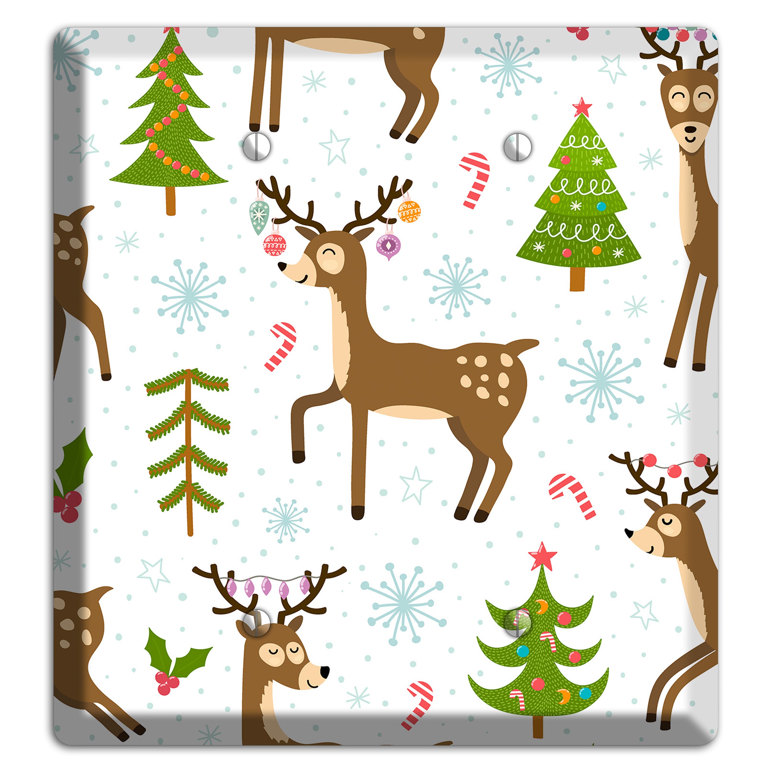Reindeer Parade (White) 2 Blank Wallplate