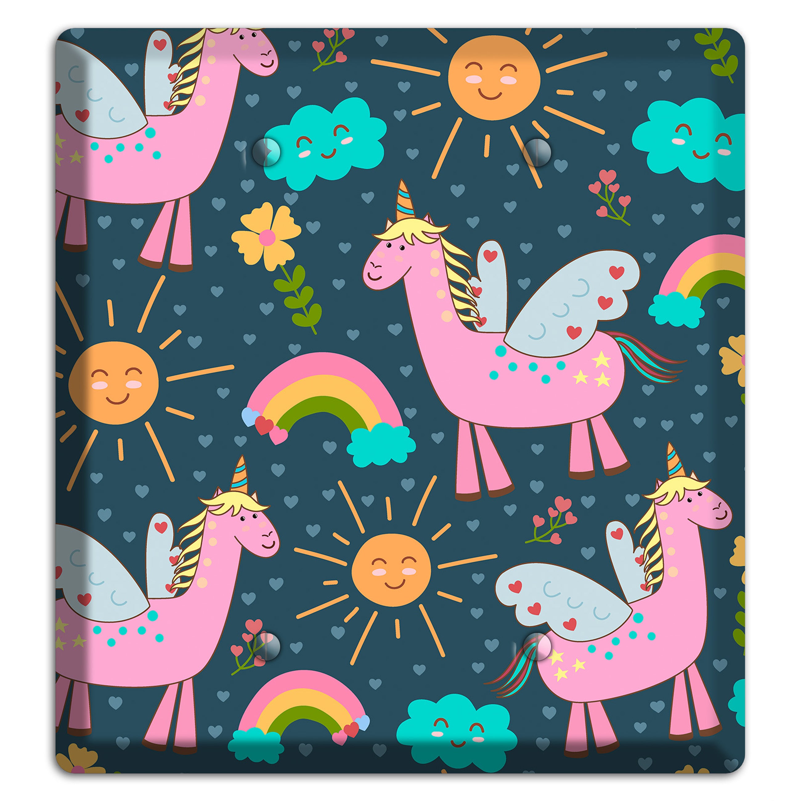 Magic Meadow (Navy) 2 Blank Wallplate