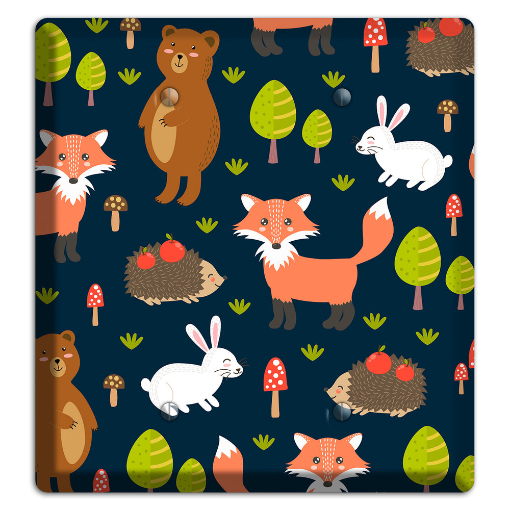 Forest Critters (Navy) 2 Blank Wallplate