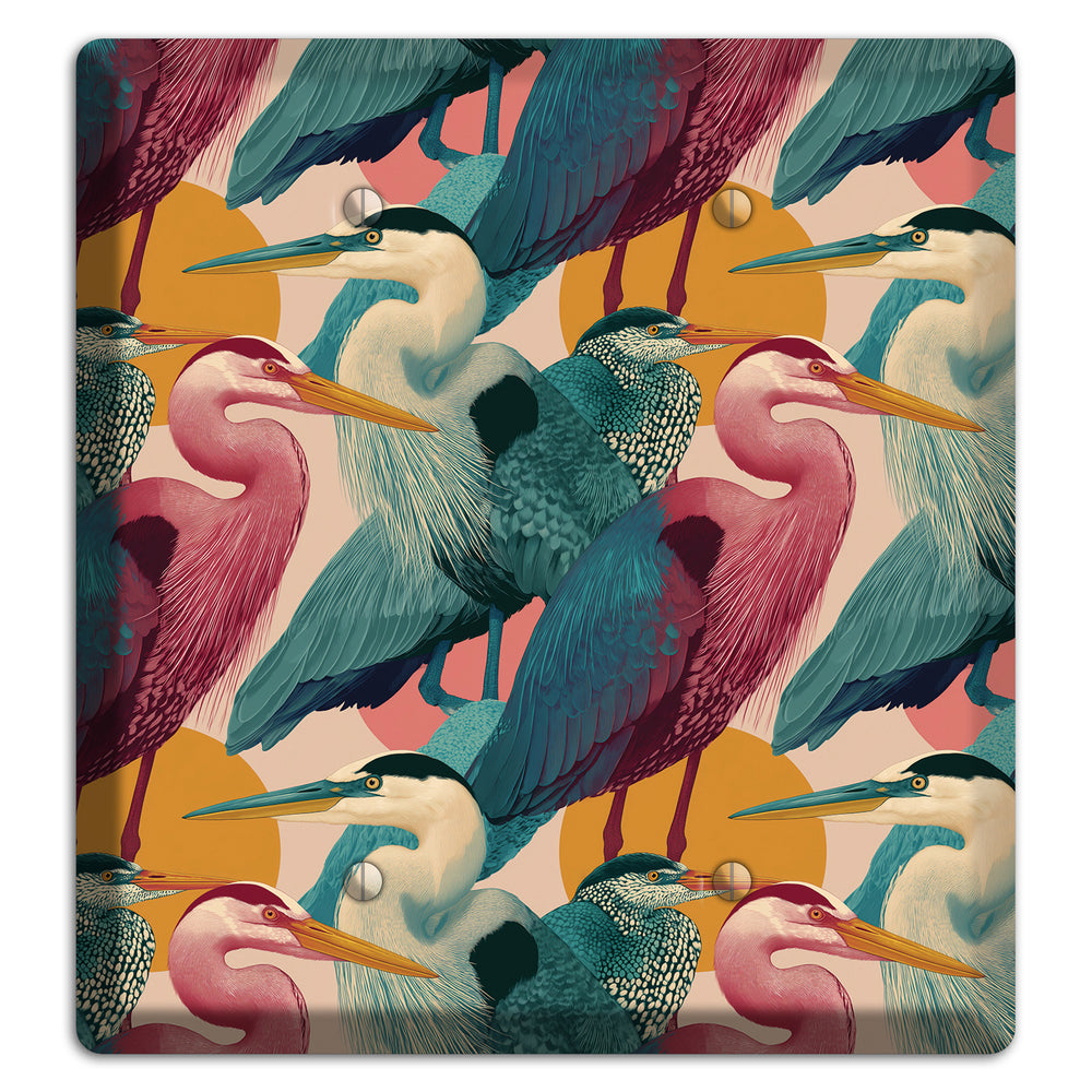 Teal Heron Mosaic 2 Blank Wallplate