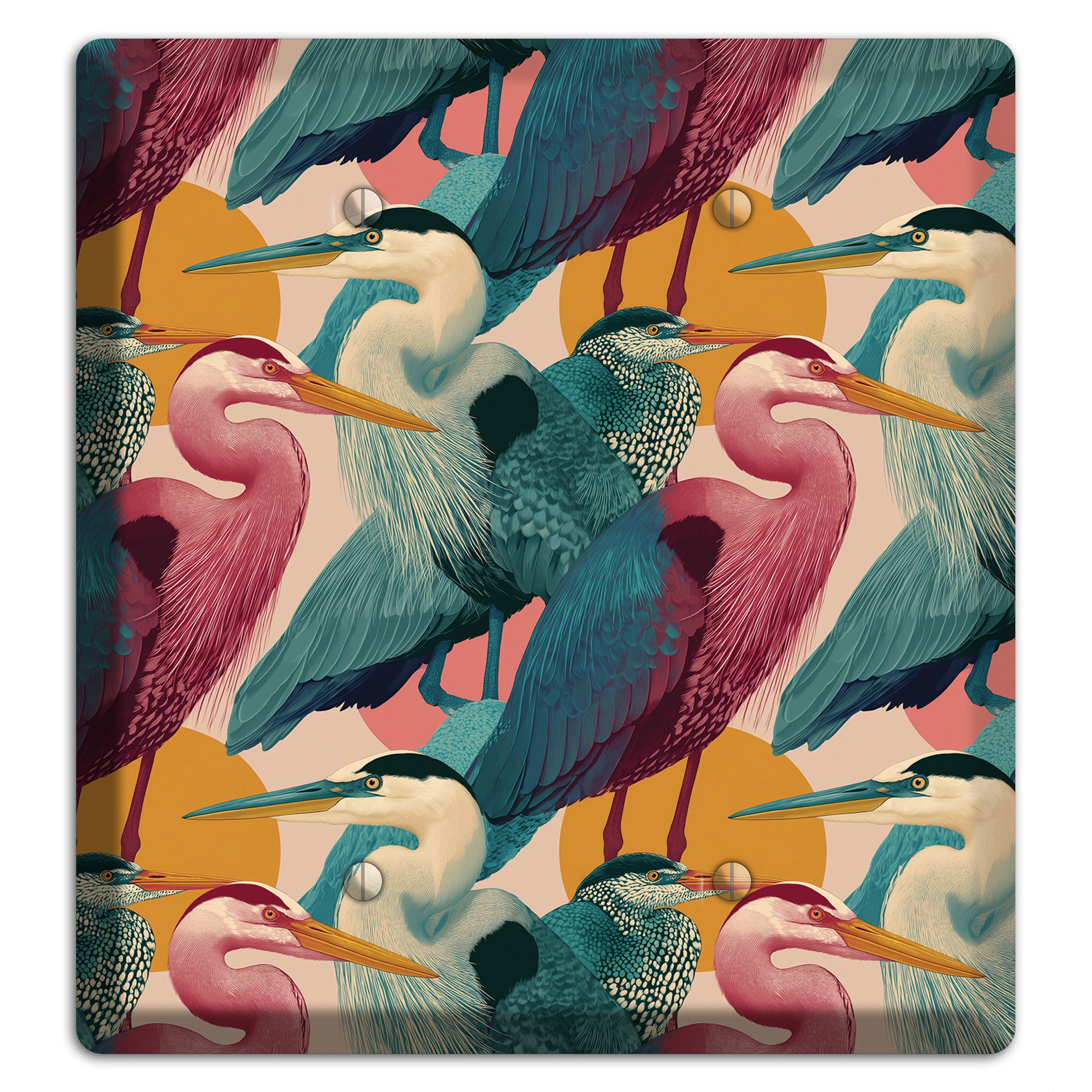 Teal Heron Mosaic 2 Blank Wallplate